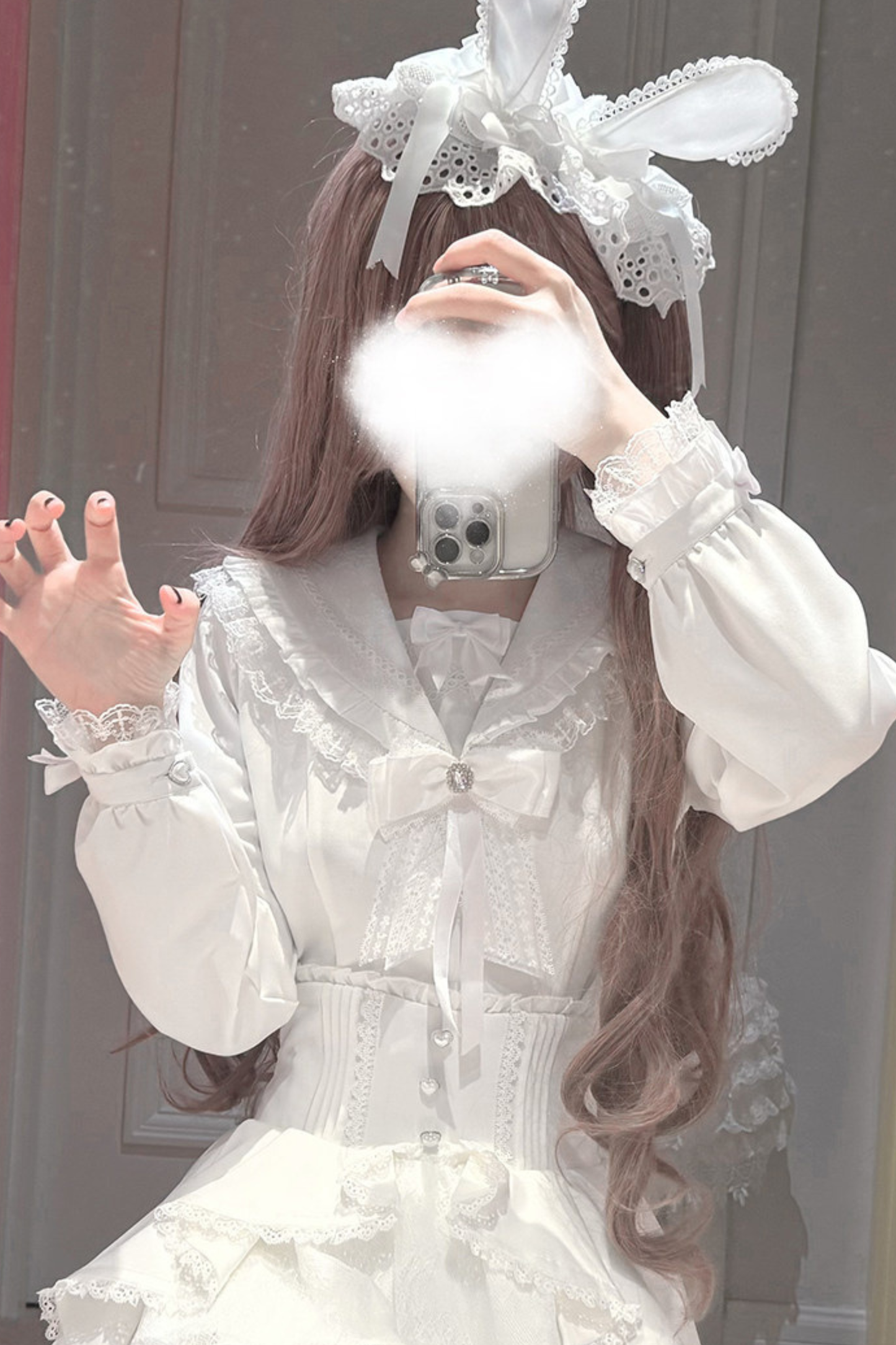 Snow Cat Hooded Cape Coat + Shirt + Skirt