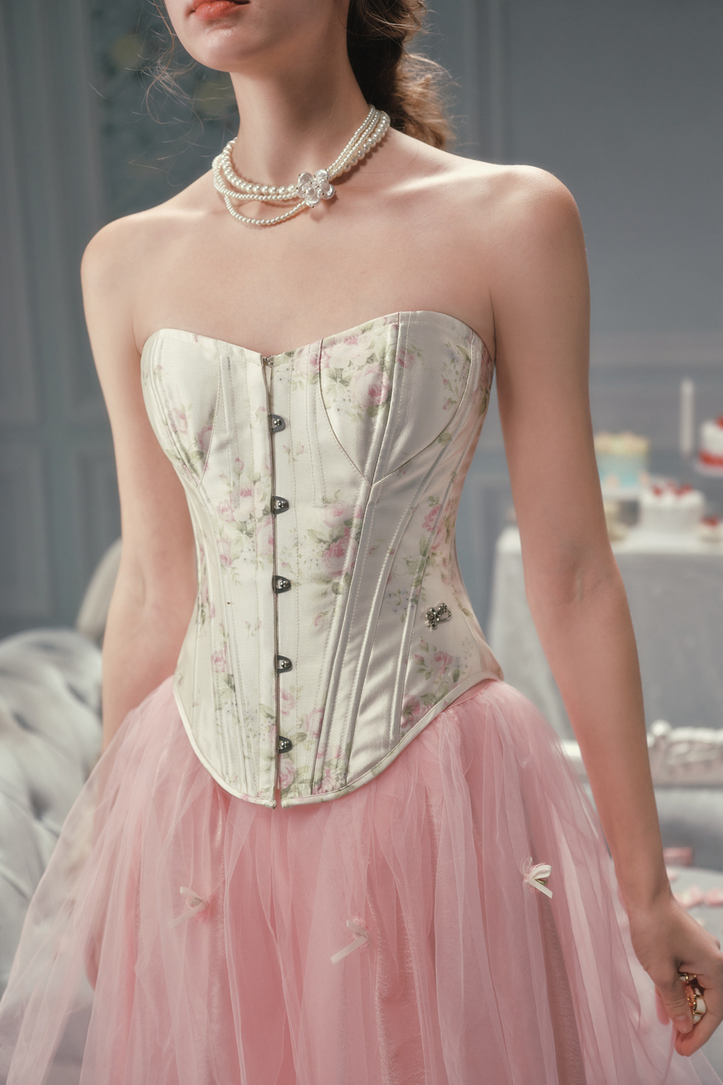 Lace Maid Satin Corset Top + Flare Tulle Skirt