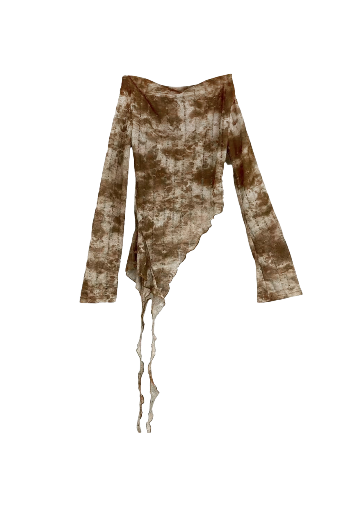Retro Tie-Dye Ruffle Top Brown