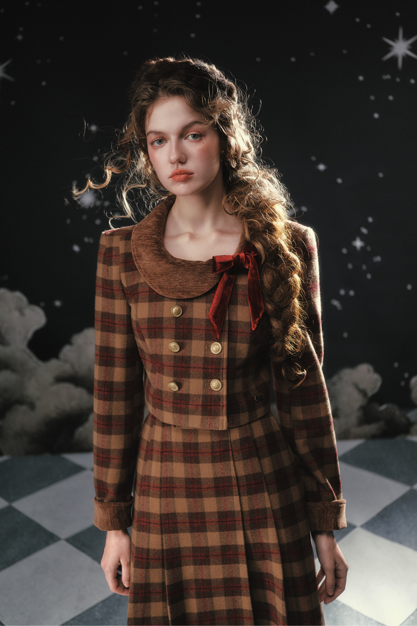 French British College Maillard Check Jacket + Skirt