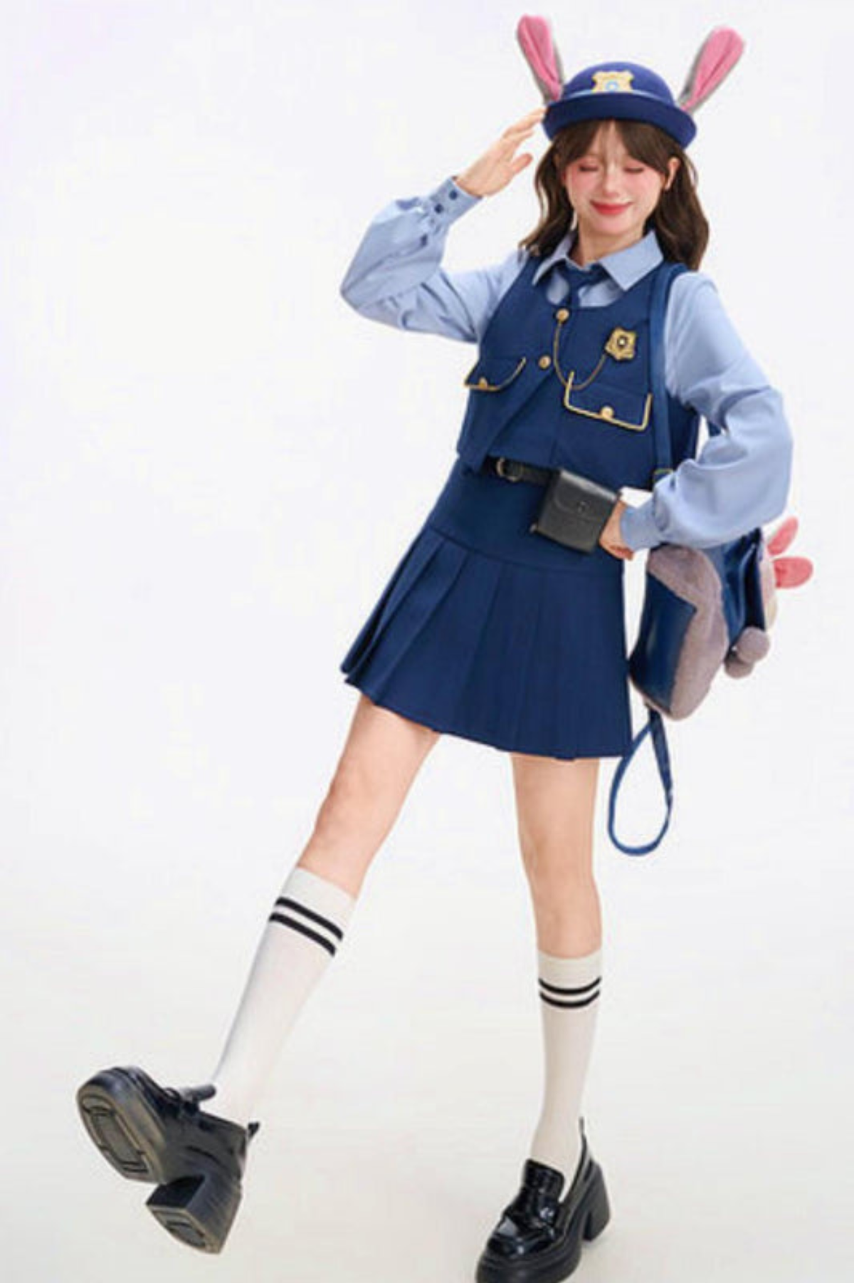 Tribal Blue Blouse with Tie Top + Skirt + Outer