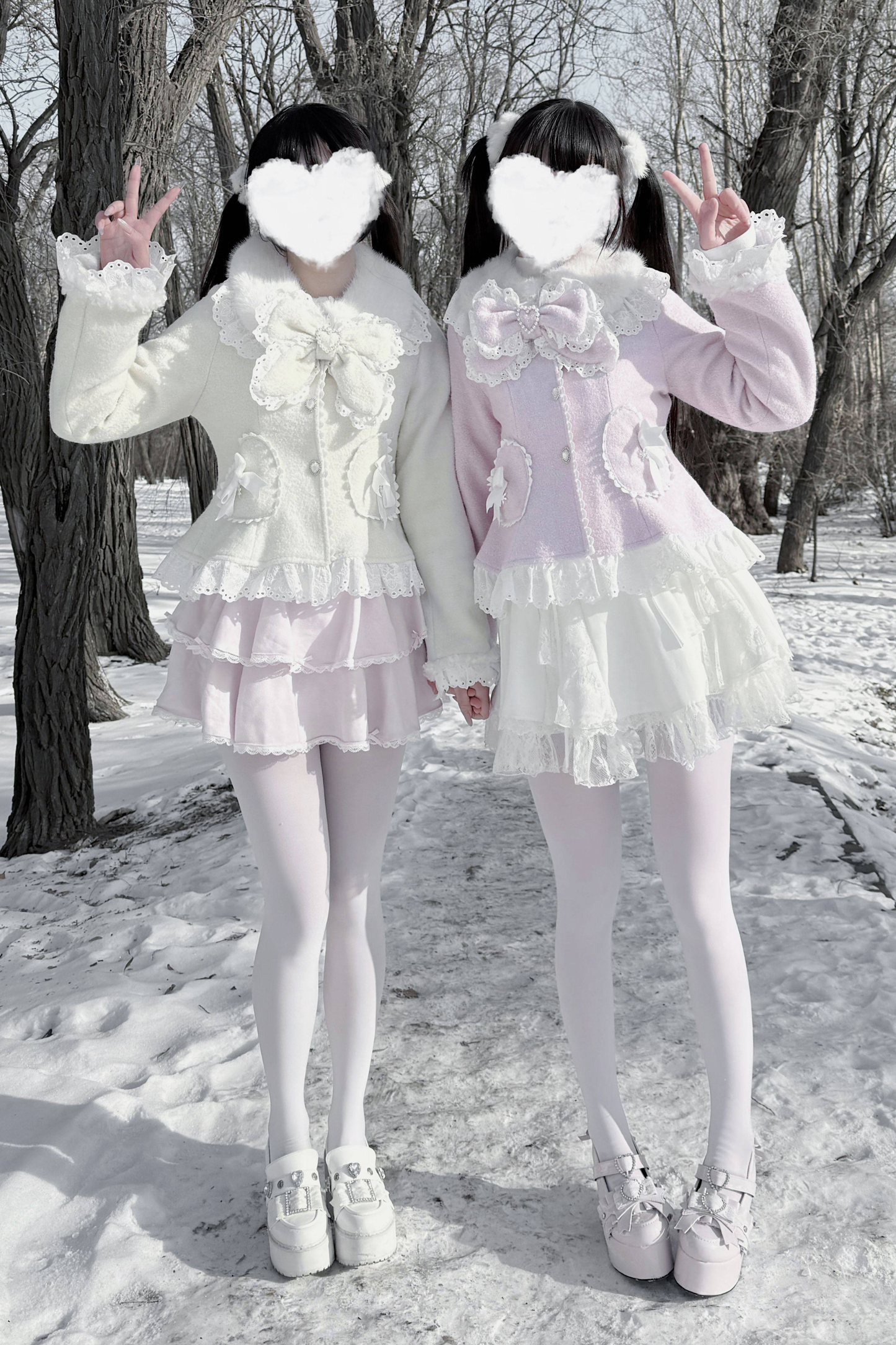 Lace Ribbon Slim Sweet Coat