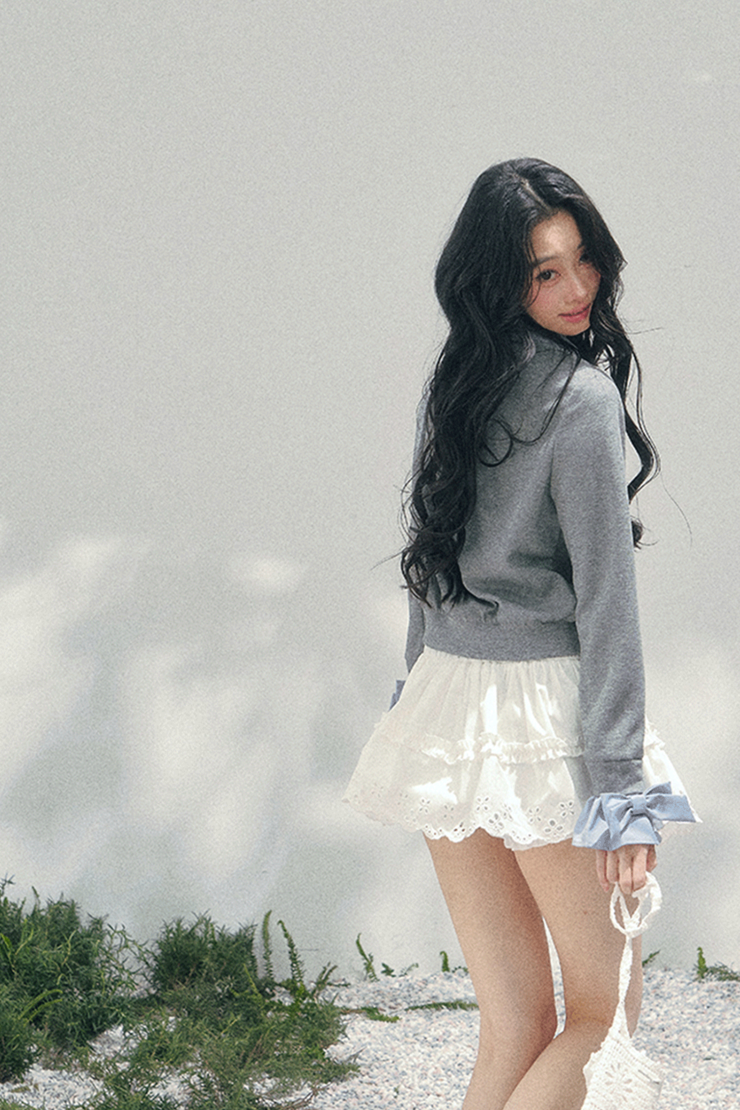 French Faux Two-Piece Polo Sweater