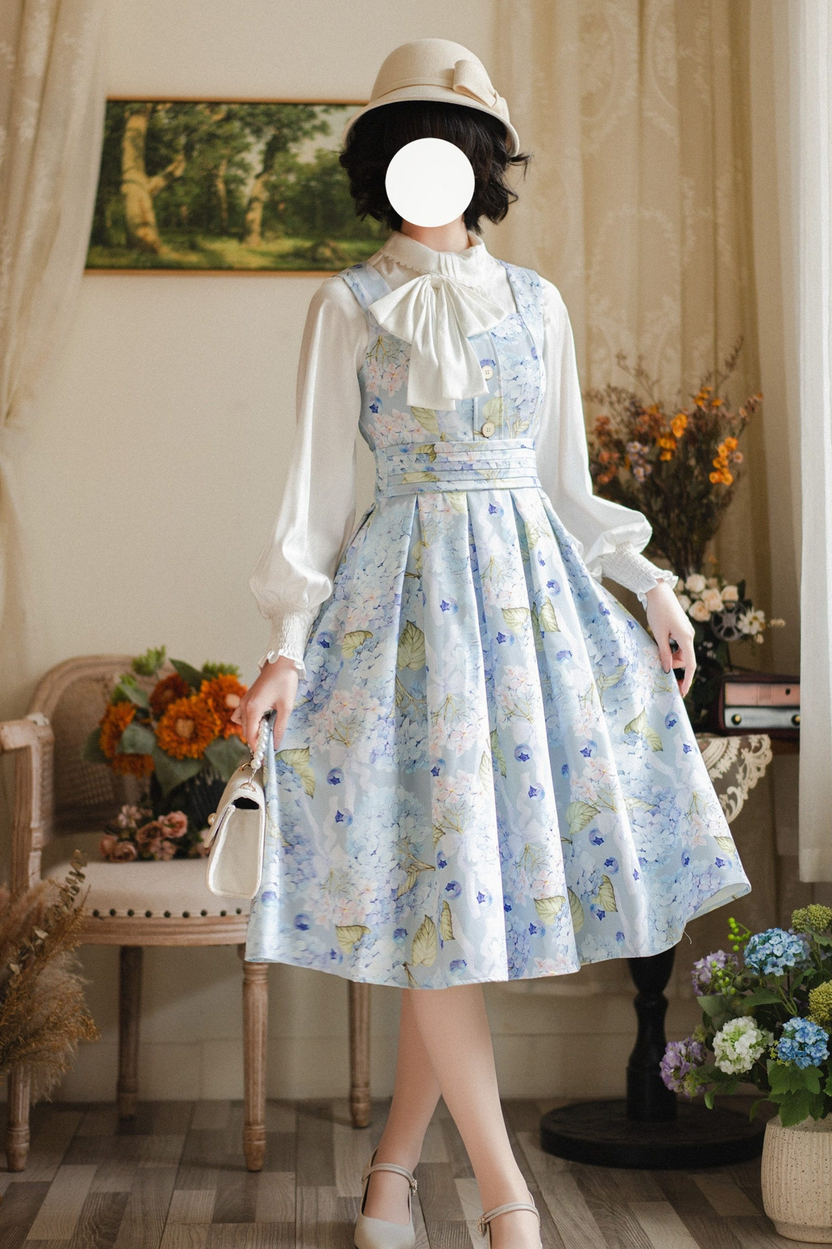 Floral Retro Sleeveless Dress + Shirt