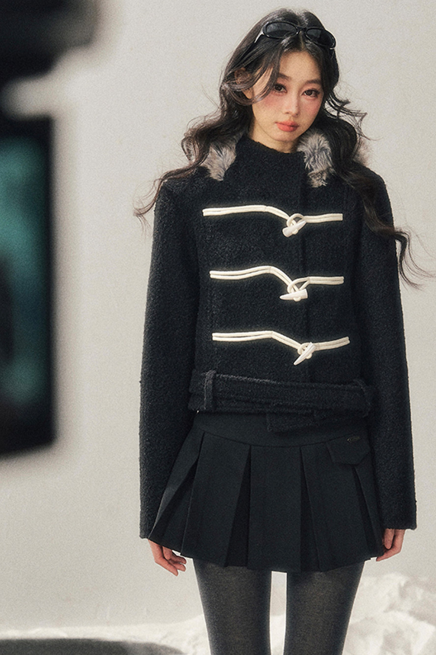 Horn Button Hooded Coat