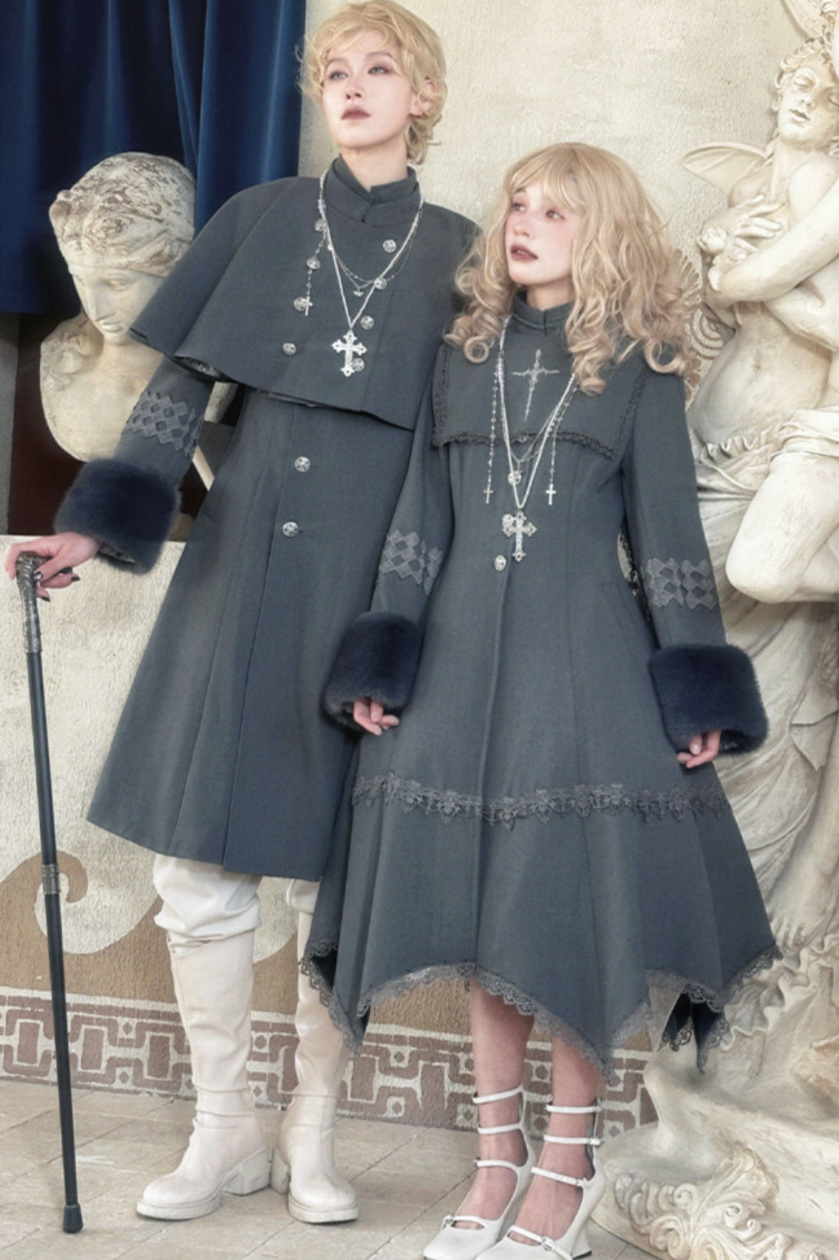Gothic Lolita Coat + Cape + Cross Collar