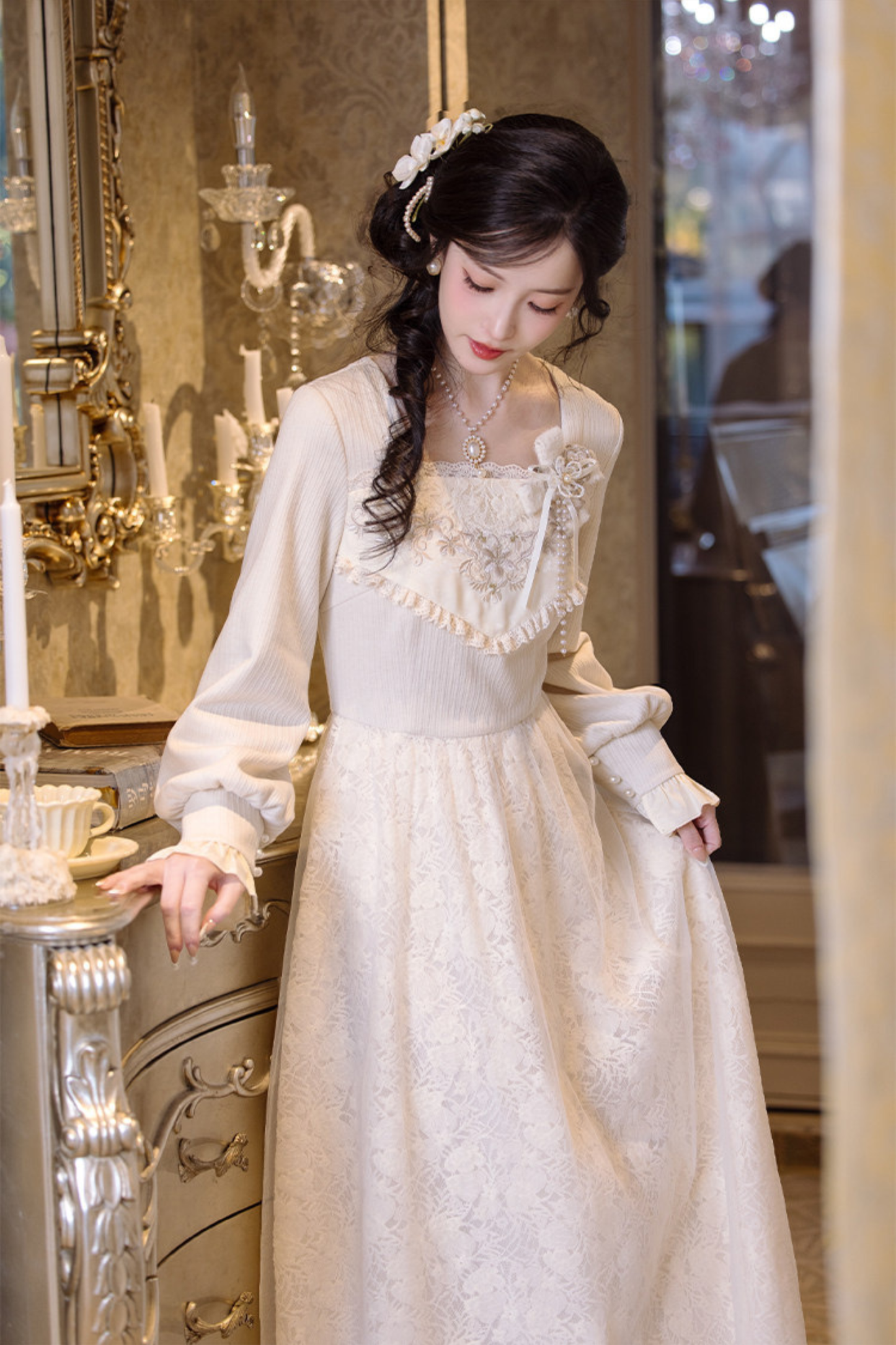 Pure White Square Neck Dress