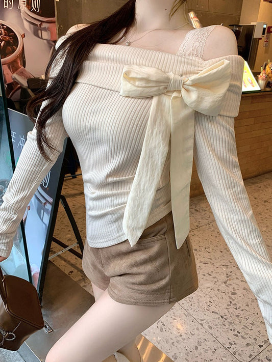 Off-shoulder slim fit sexy top color