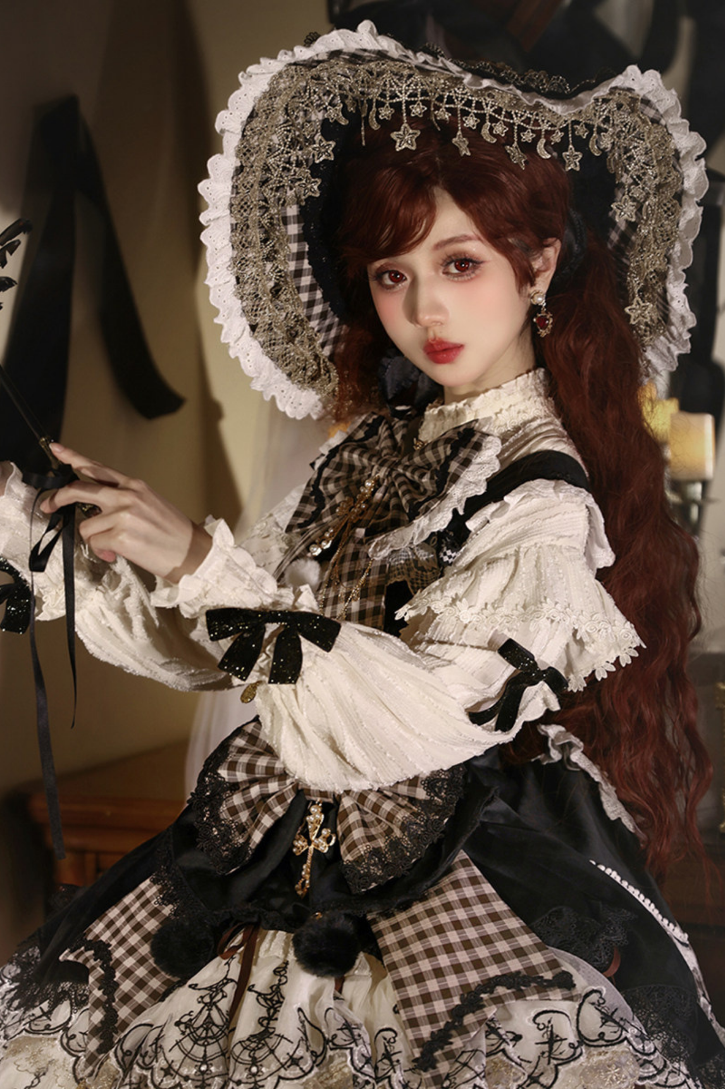[Pre-order] Element Lolita Jumper Skirt + Inner Top + Cape + Big Ribbon + Hat