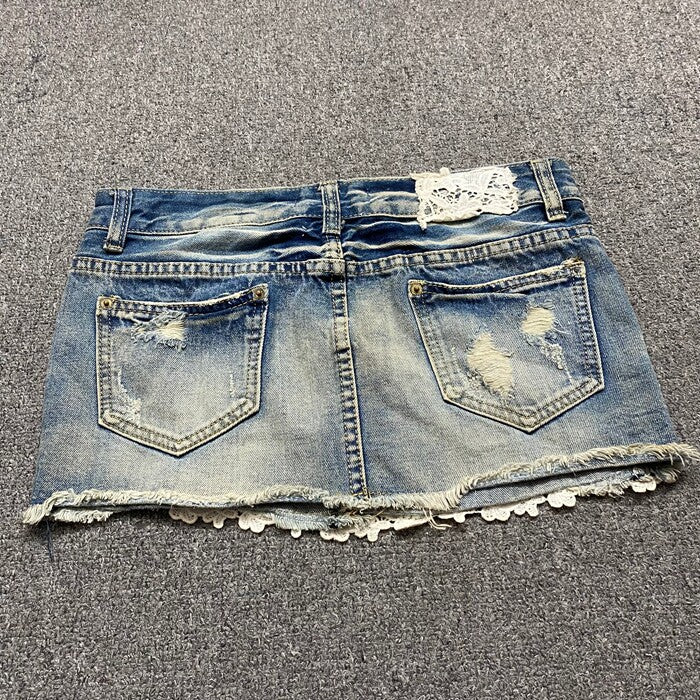 vintage lace denim shorts