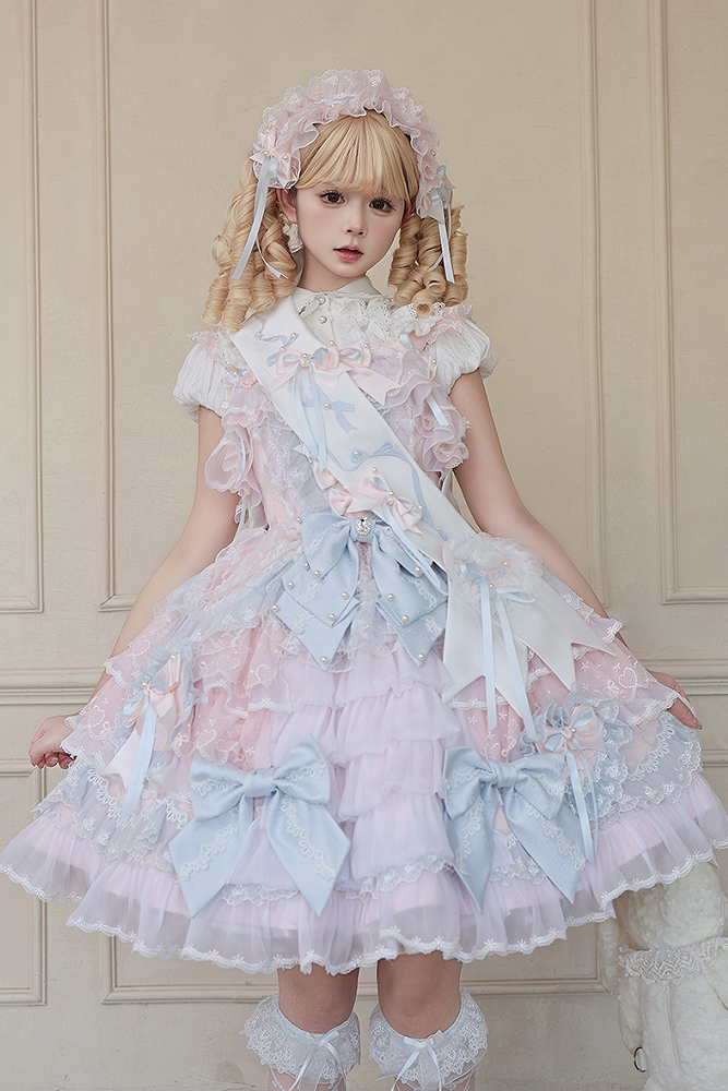 [Pre-order] Pink Blue Romantic Lace Lolita Princess Dress + Shirt + Set 1/2/3