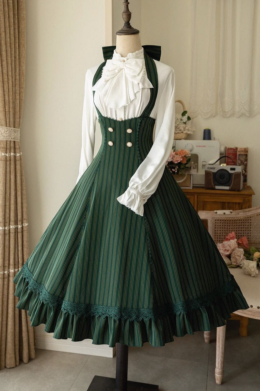 Big Bow Blouse + Retro Sass Skirt Green skirt
