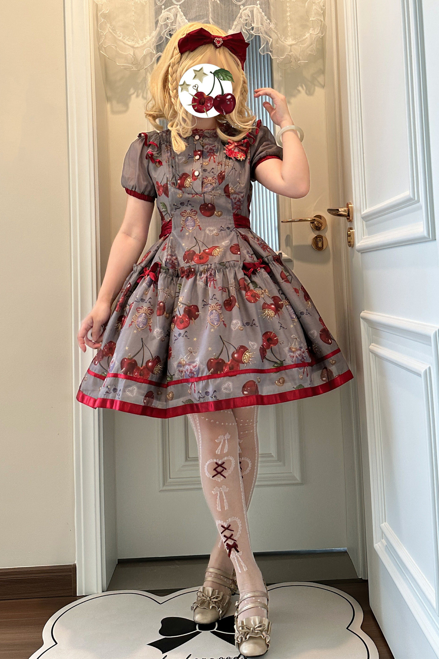 Retro Antique Cherry Sweet Lolita Dress + Jumper Skirt