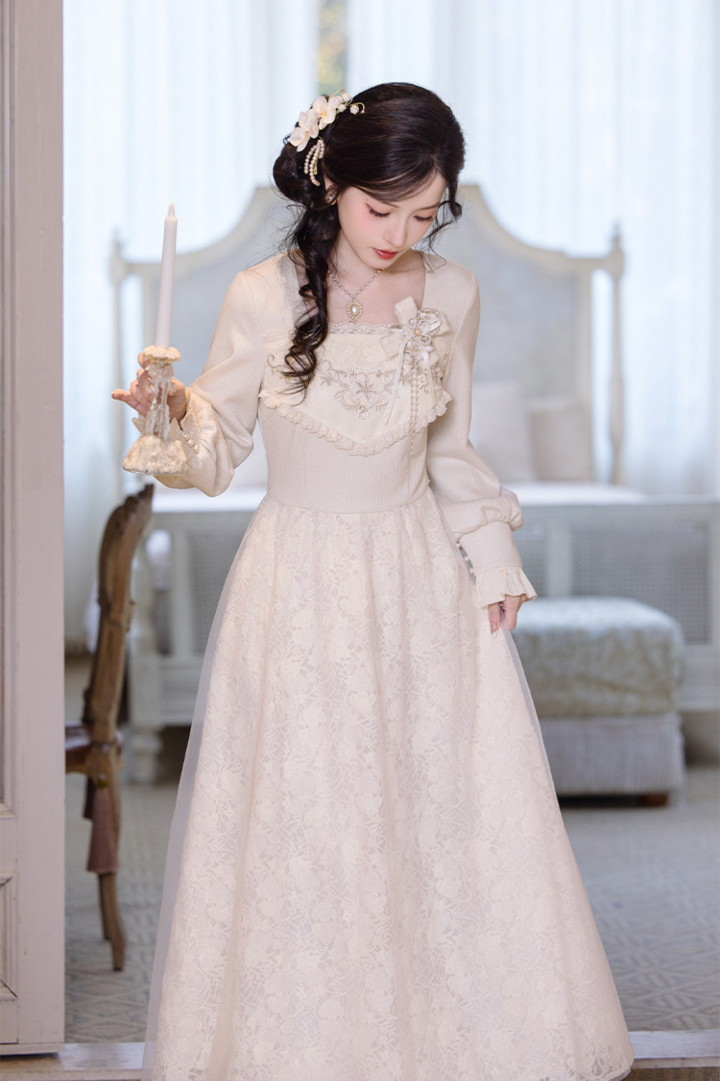 Pure White Square Neck Dress