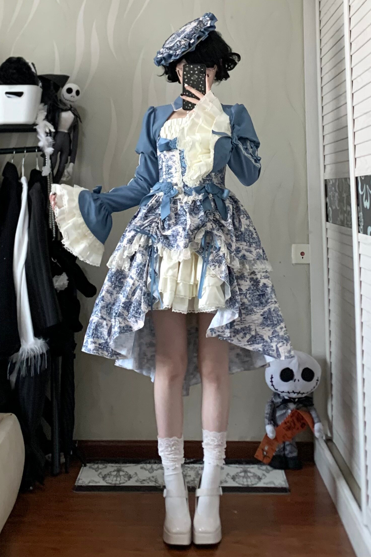 [Pre-order] Elegant Asian Lolita Jumper Skirt + Top + Flat Cap