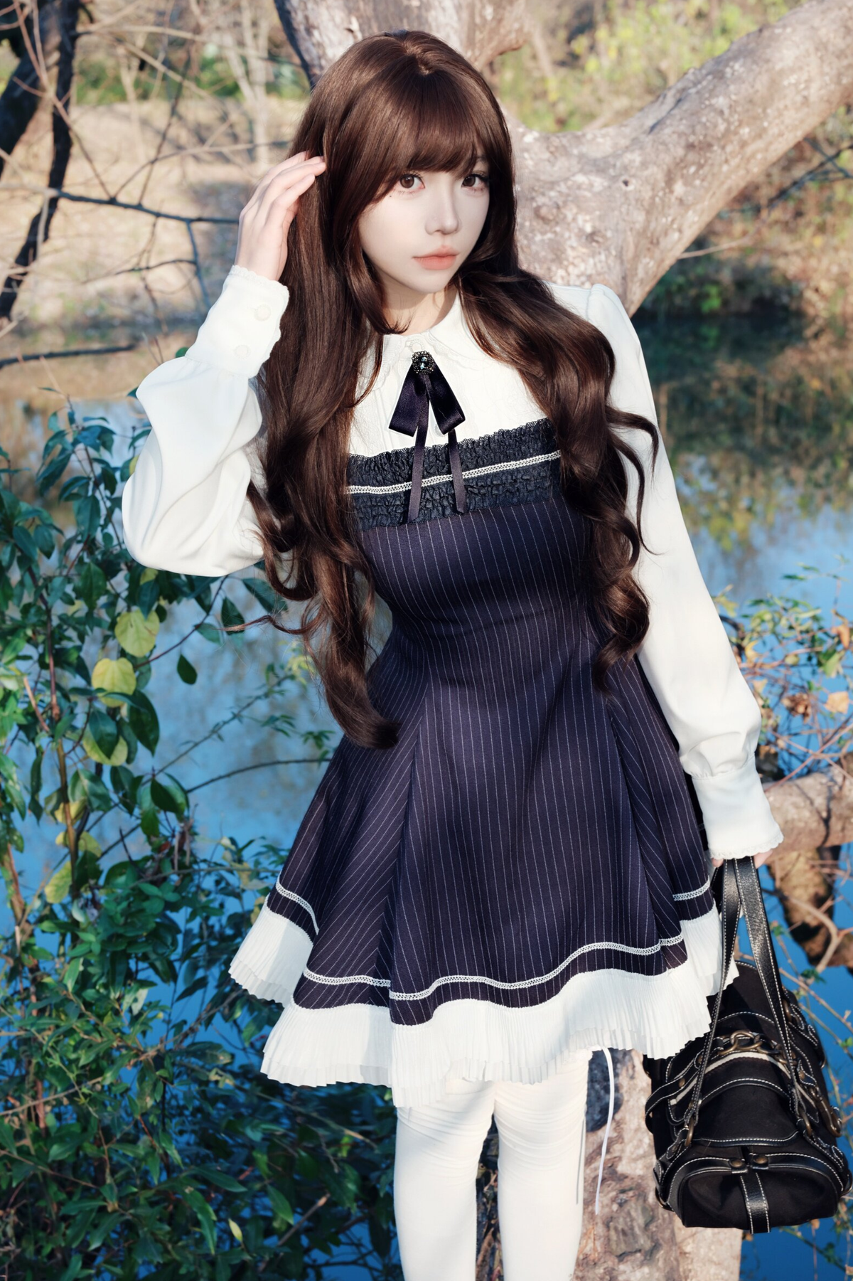 Retro Girly Striped A-Line Dress