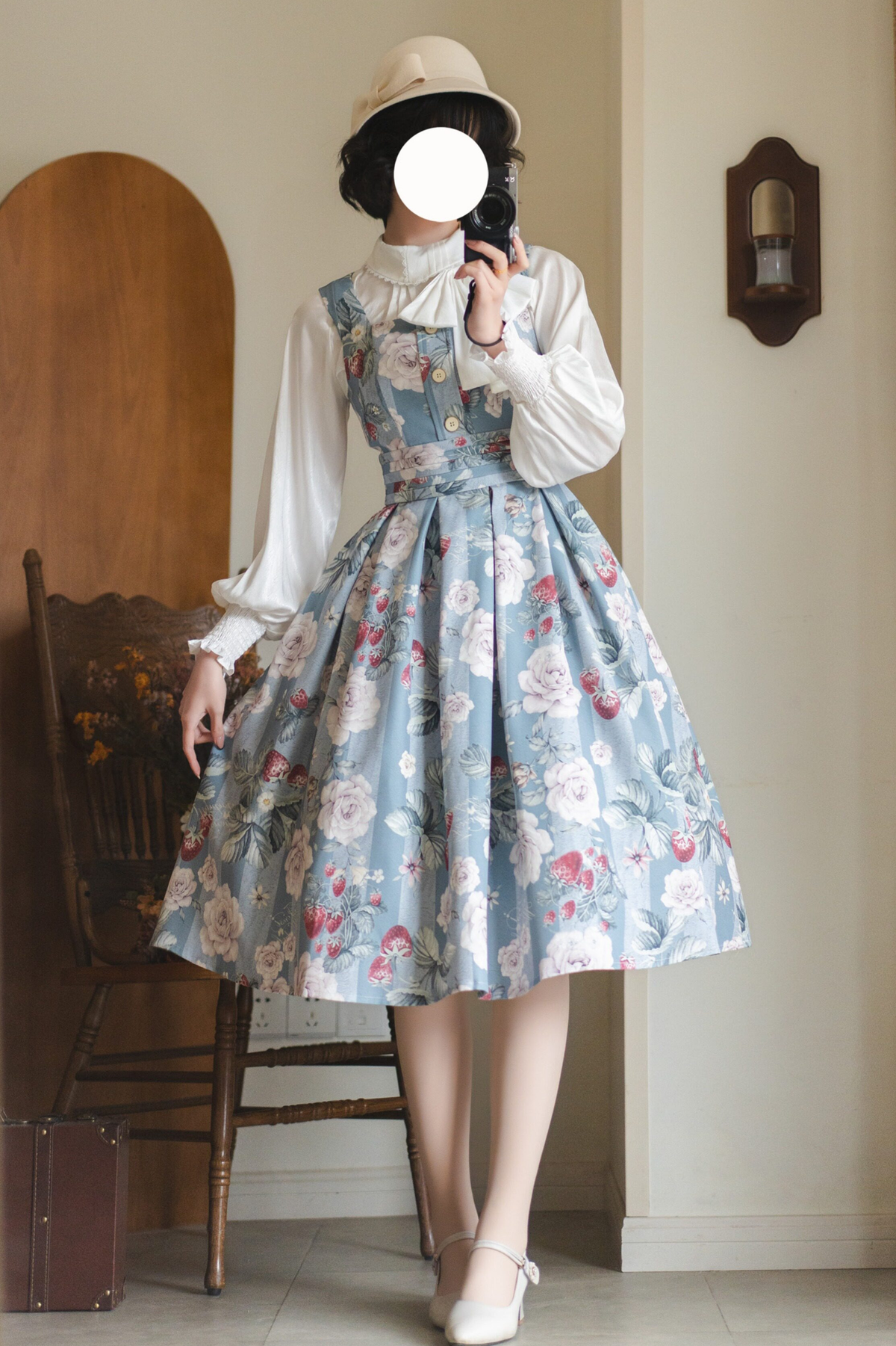 Floral Retro Sleeveless Dress + Shirt