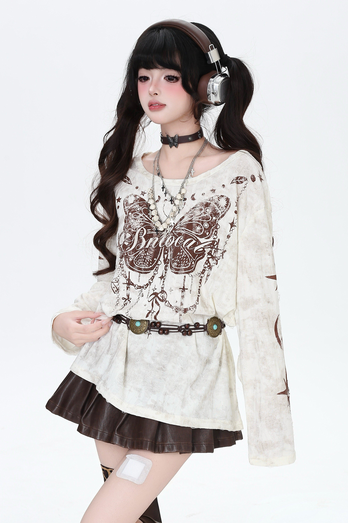 Butterfly Print Ripped Cover-Up Top