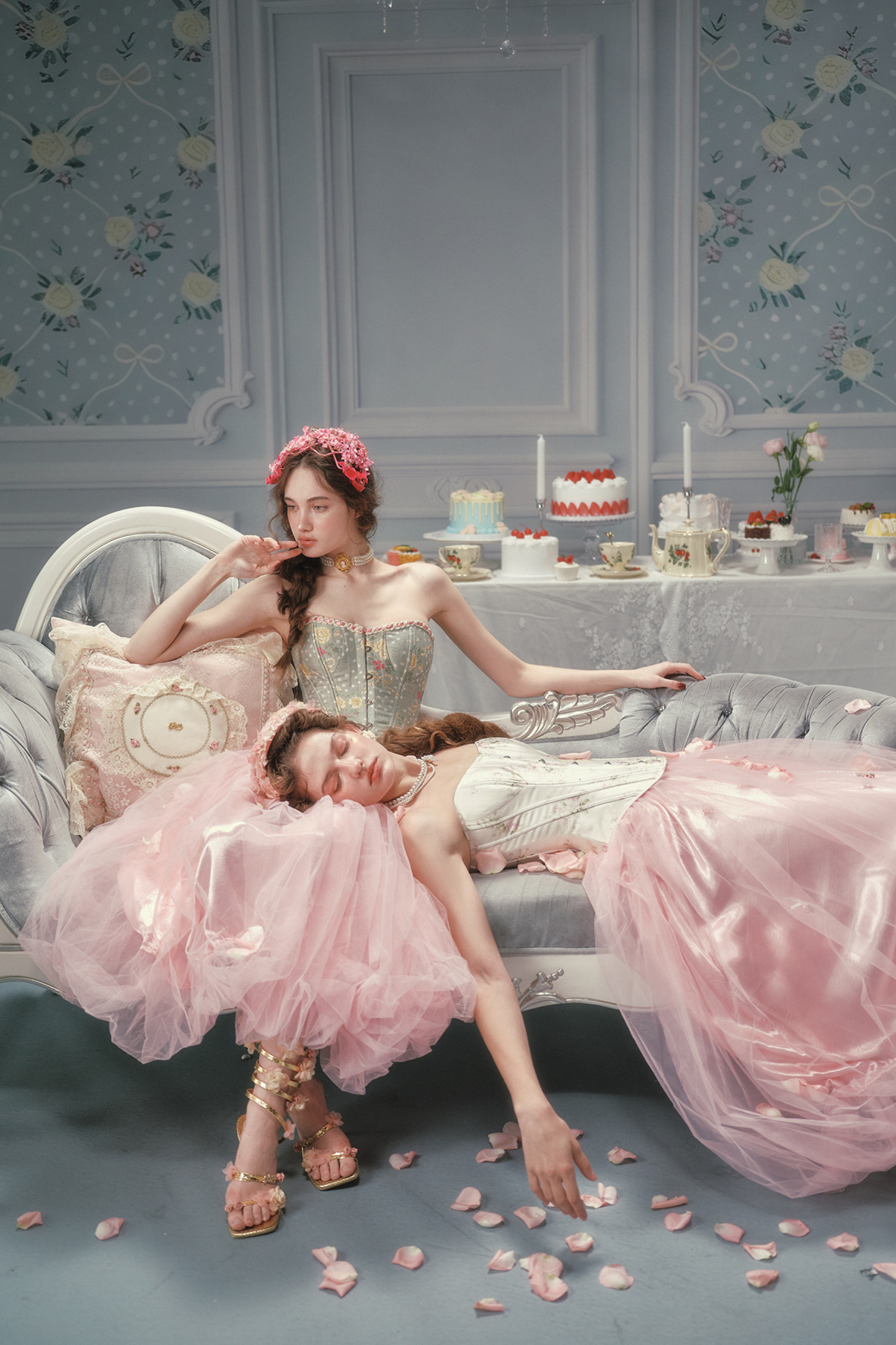 Lace Maid Satin Corset Top + Flare Tulle Skirt