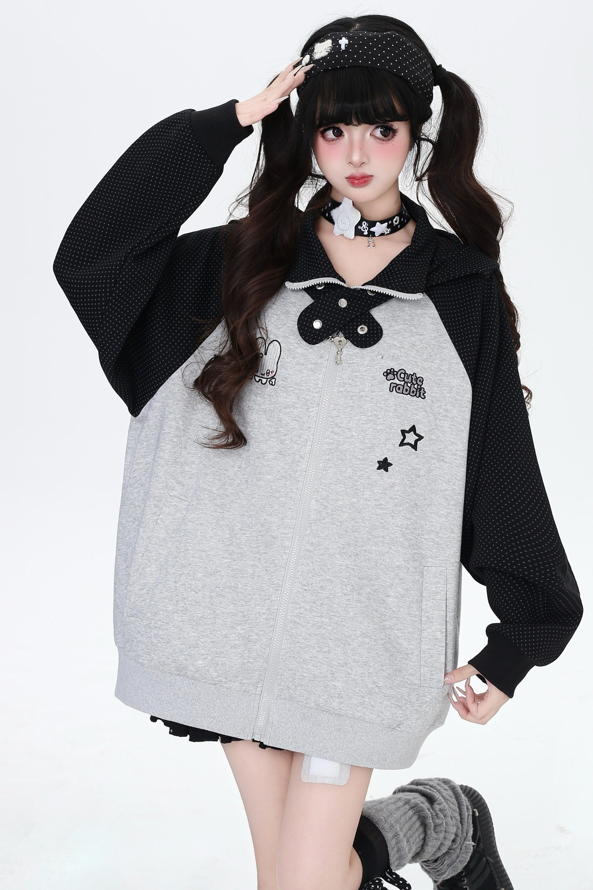 Dark Rabbit Ear Hooded Jacket