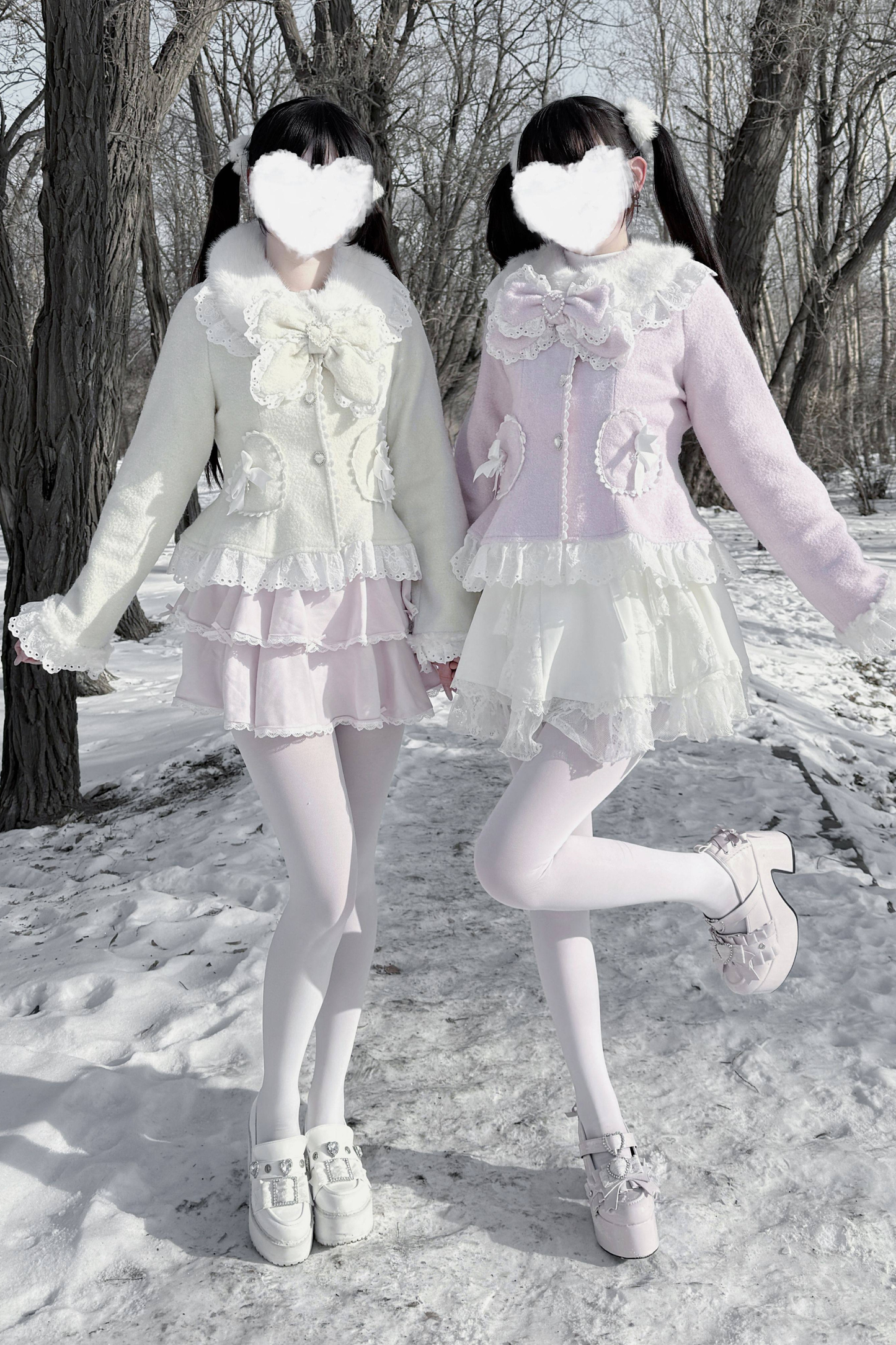 Lace Ribbon Slim Sweet Coat