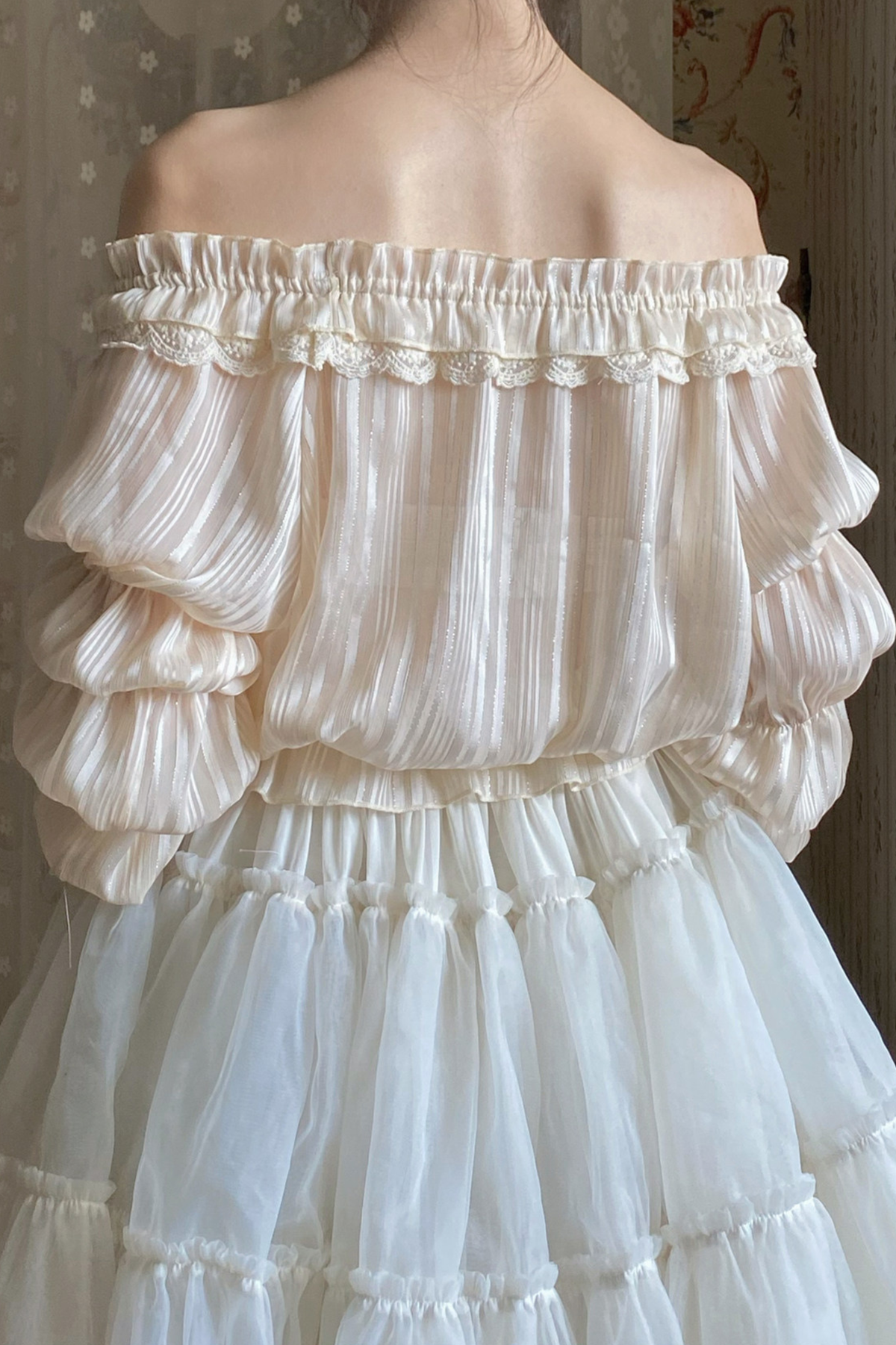 Chiffon Off-Shoulder Sheer Top