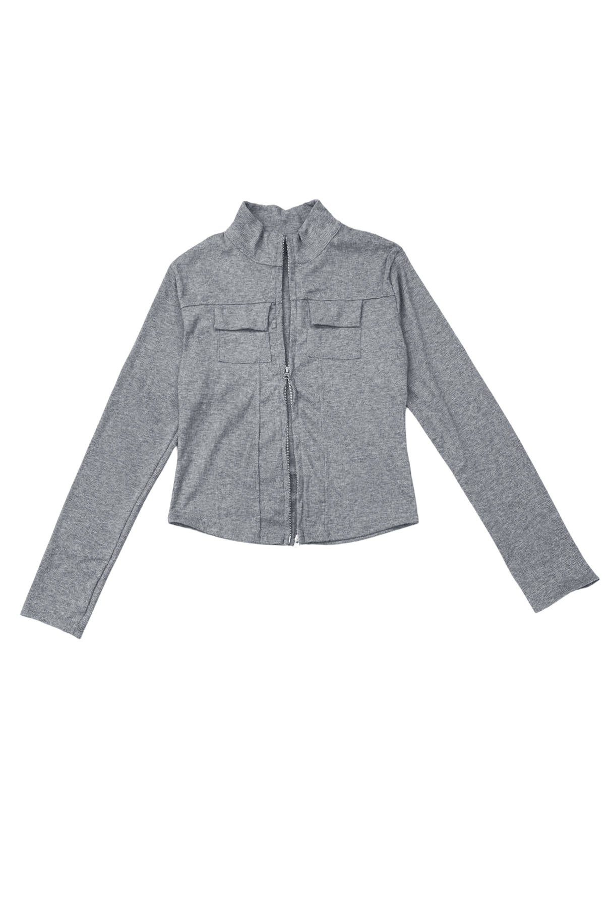 Slim Zip Cardigan Gray