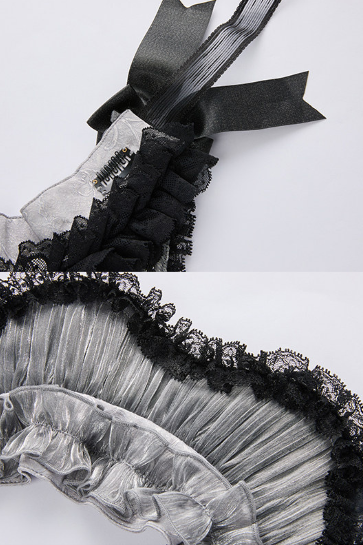 【Reservation Deadline February 28】Dark Silver Lace Lolita Dress + BNT + Neck Accessories