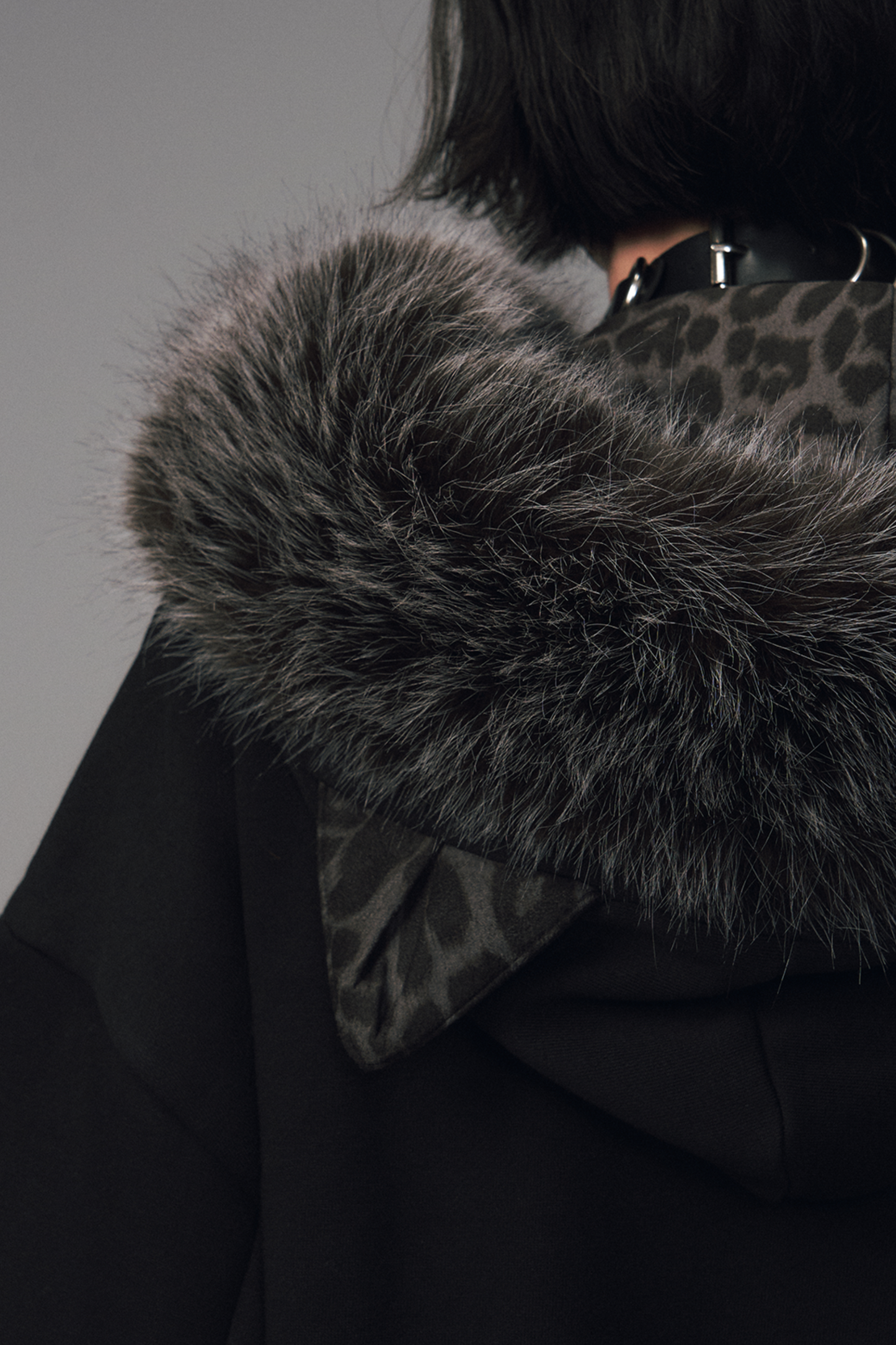 Leopard Print Fur Collar Jacket