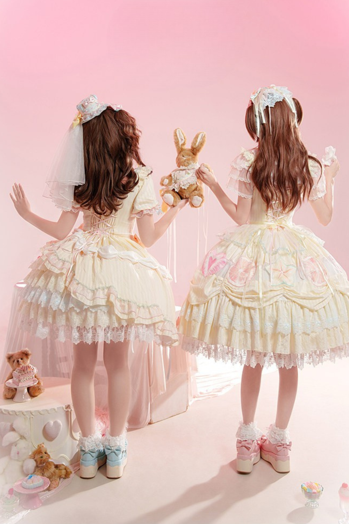 Slice Cake Gorgeous Lolita Dress + Jumper Skirt + Headband + Clip + Hat