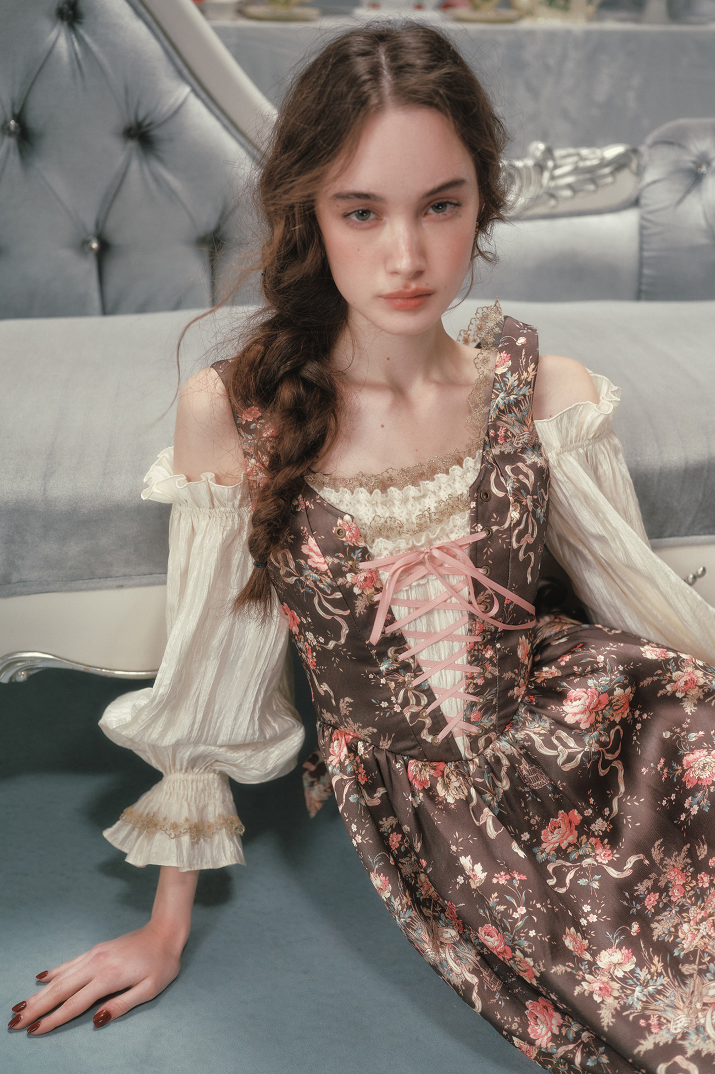 French Vintage Floral Art Dress