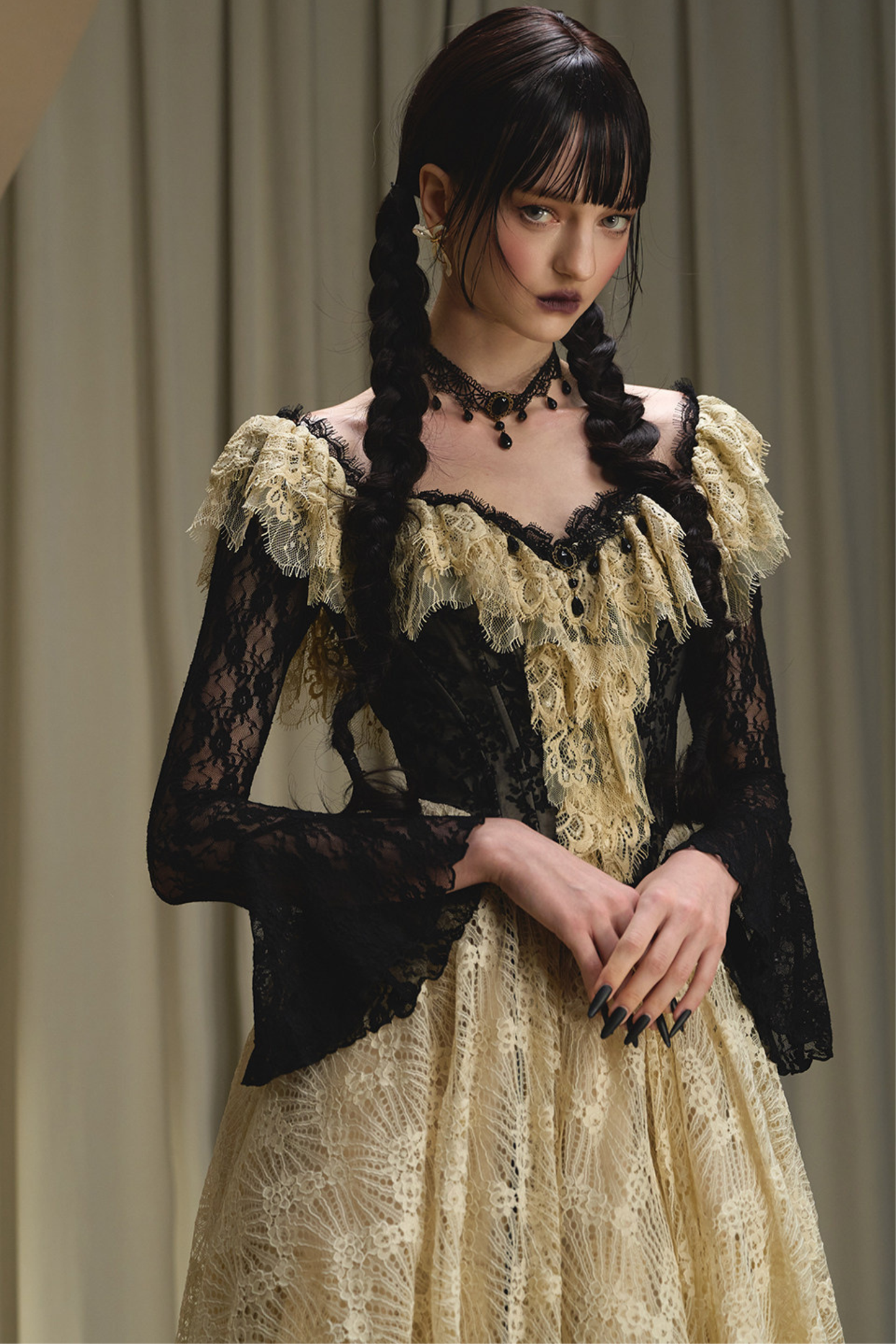 Lace Maid Retro Waist French Dress