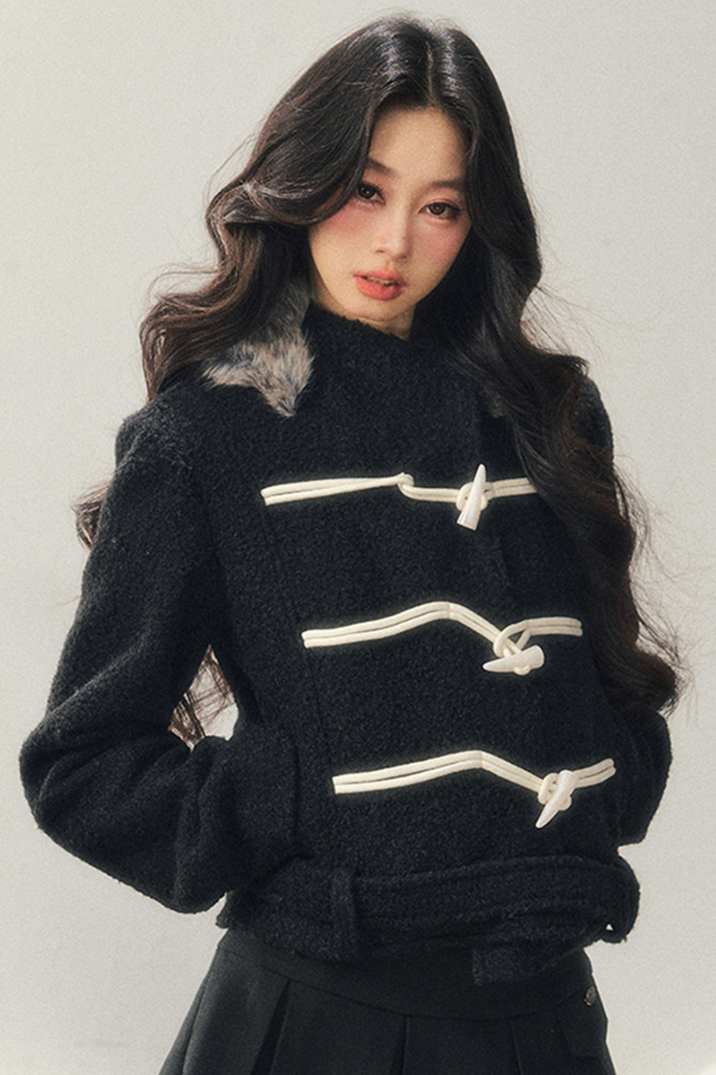 Horn Button Hooded Coat