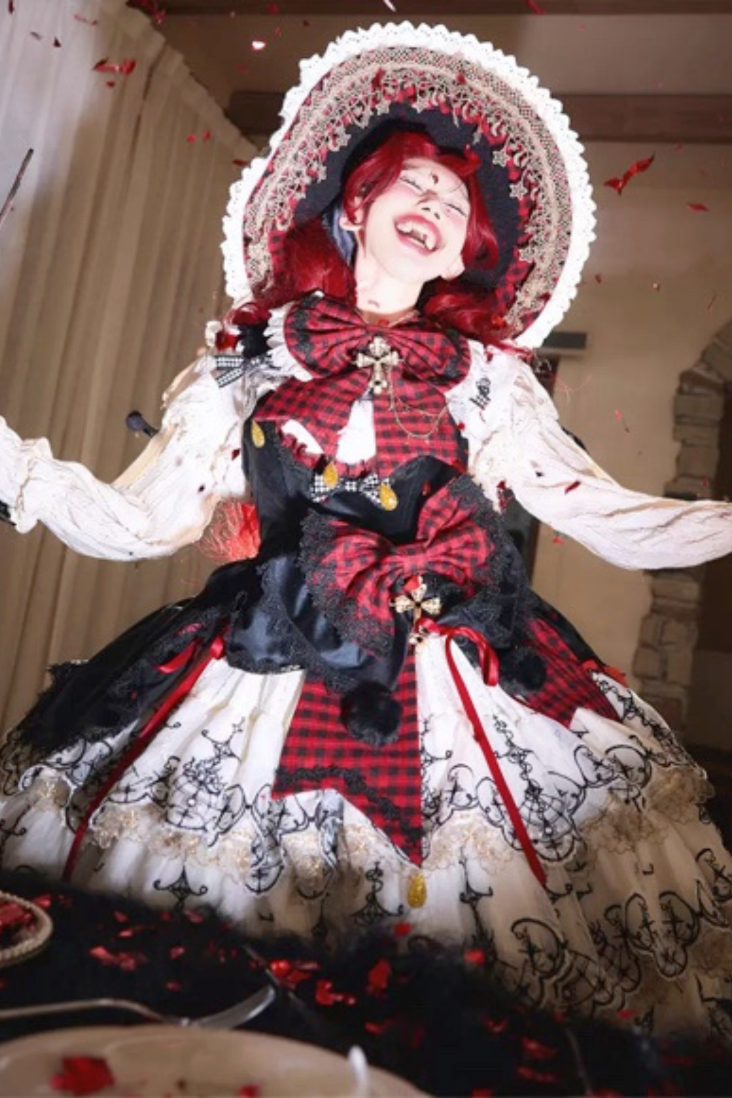 [Pre-order] Element Lolita Jumper Skirt + Inner Top + Cape + Big Ribbon + Hat
