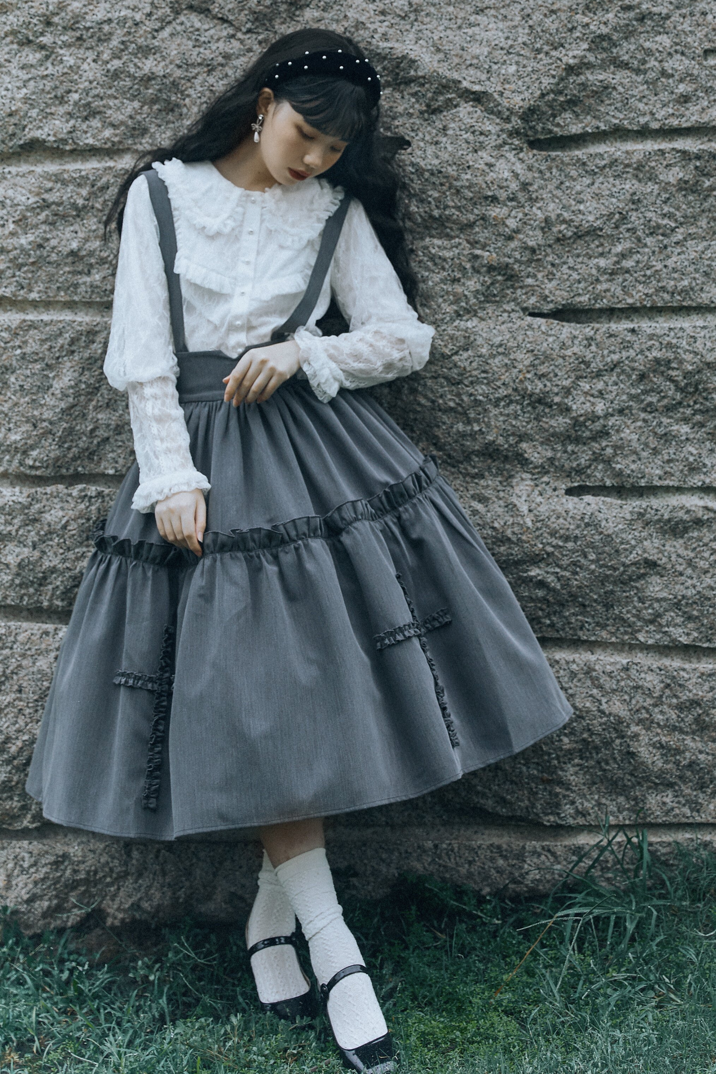 Retro Style Lolita Suspender Skirt