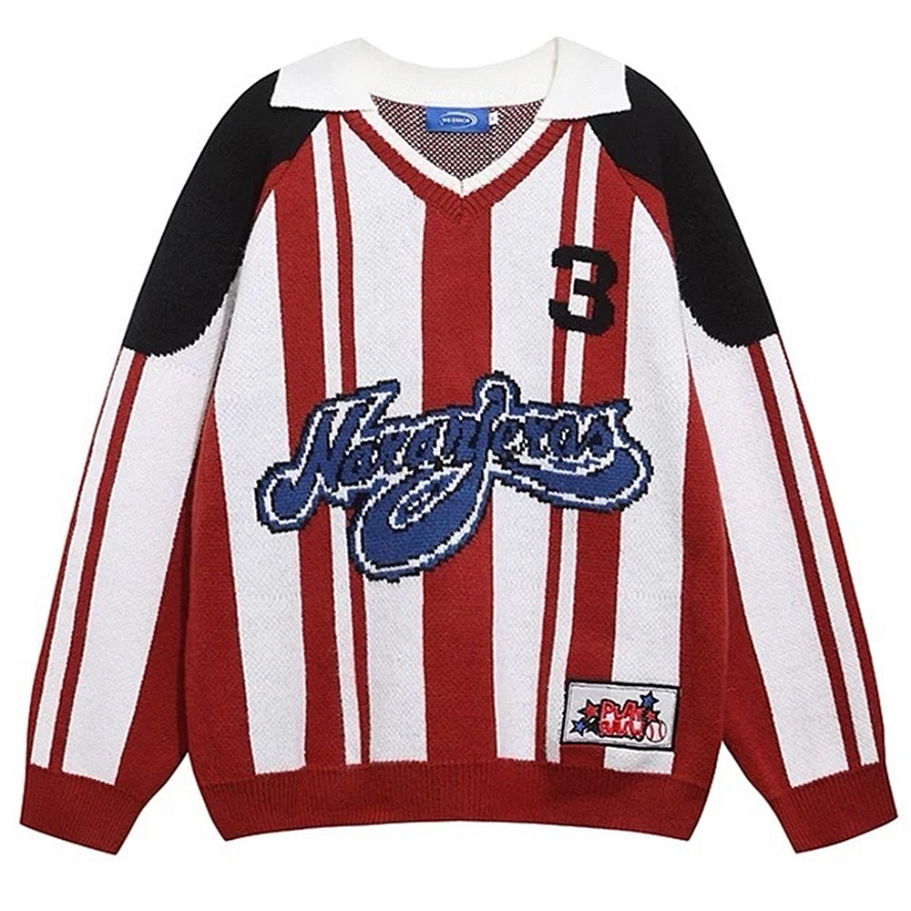 90s Locker Room Knit Sweater Red white