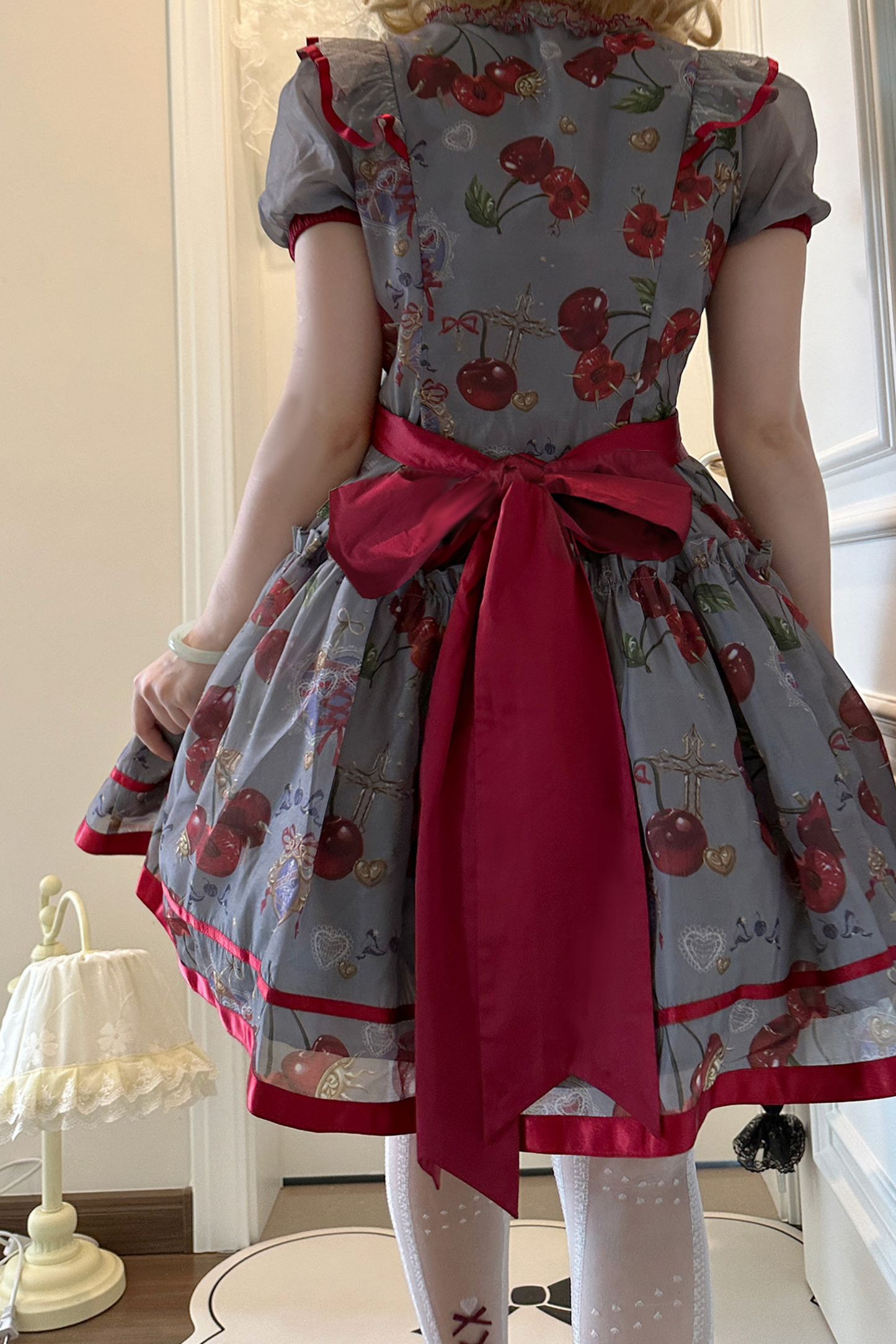 Retro Antique Cherry Sweet Lolita Dress + Jumper Skirt