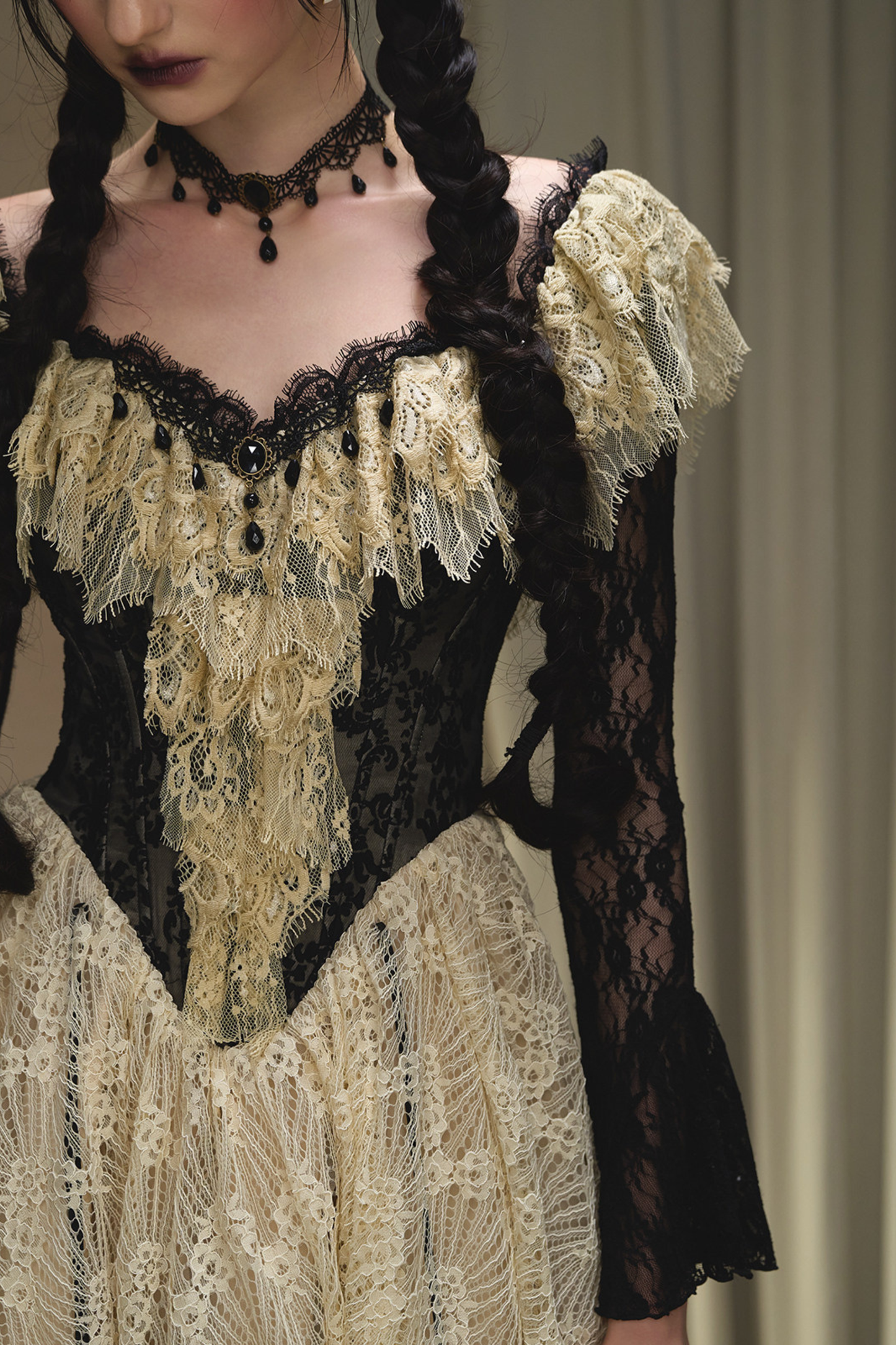 Lace Maid Retro Waist French Dress