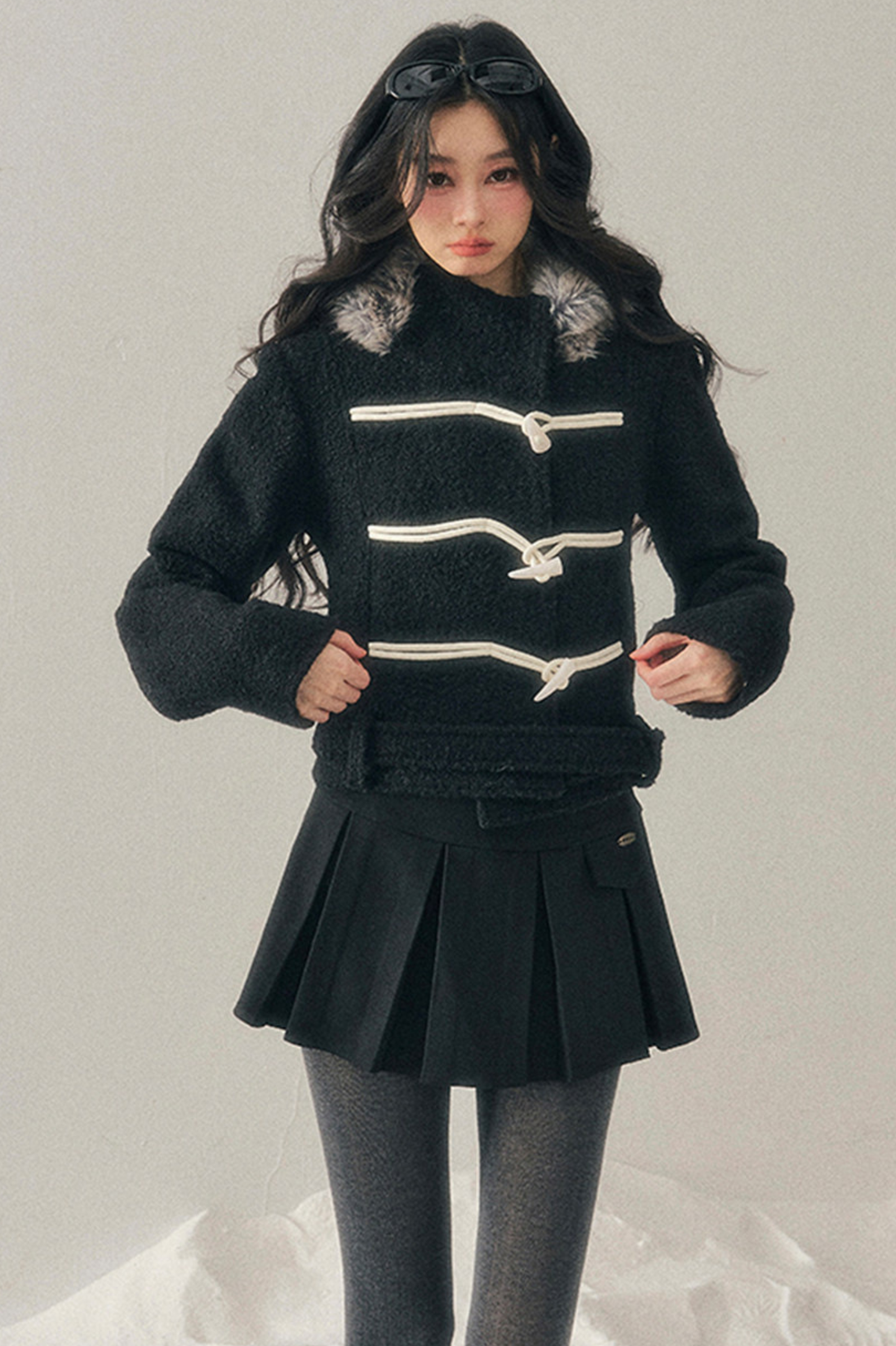 Horn Button Hooded Coat