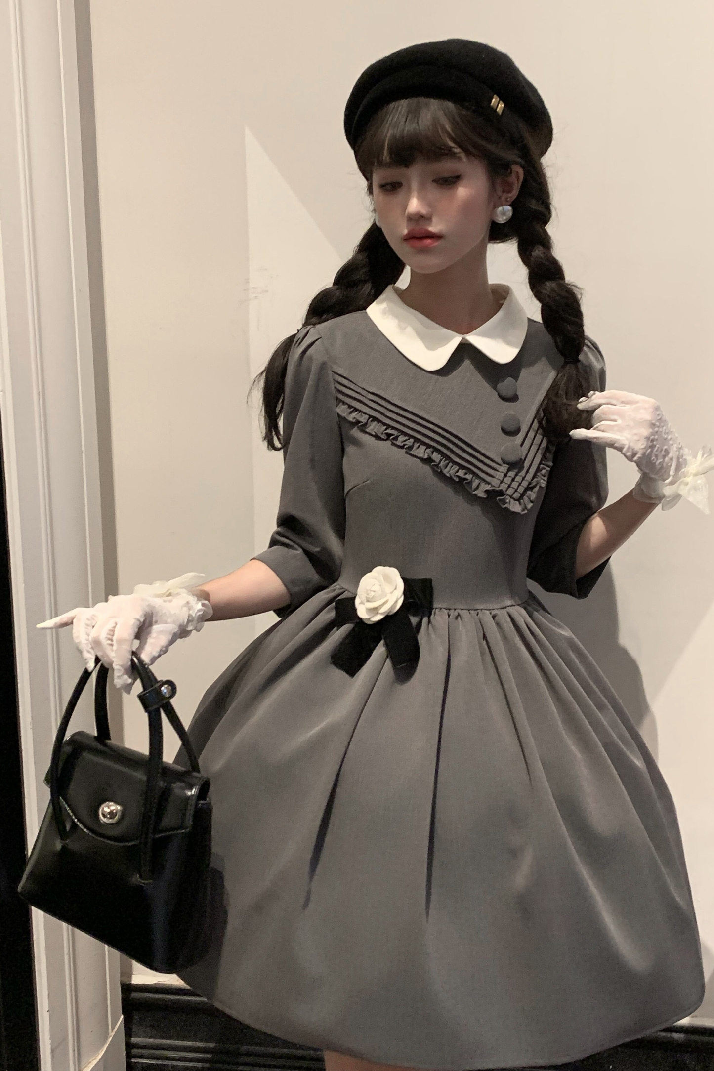 Retro Preppy Mid-Sleeve Lolita Dress