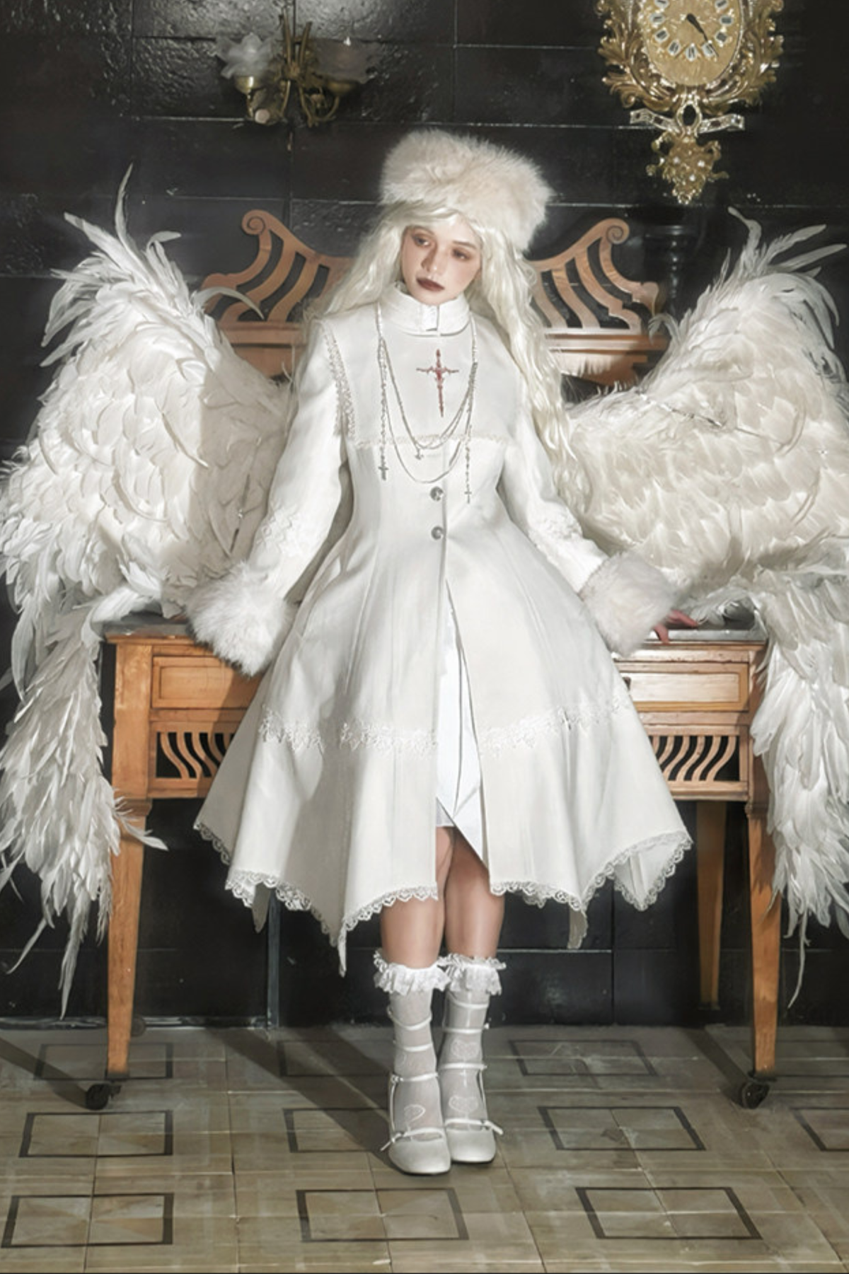 Gothic Lolita Coat + Cape + Cross Collar