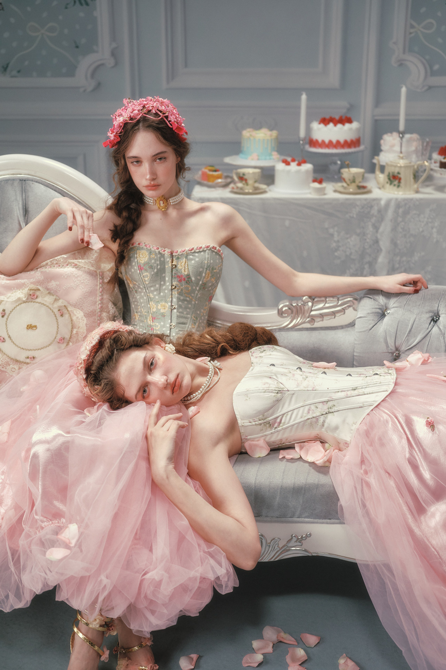 Lace Maid Satin Corset Top + Flare Tulle Skirt