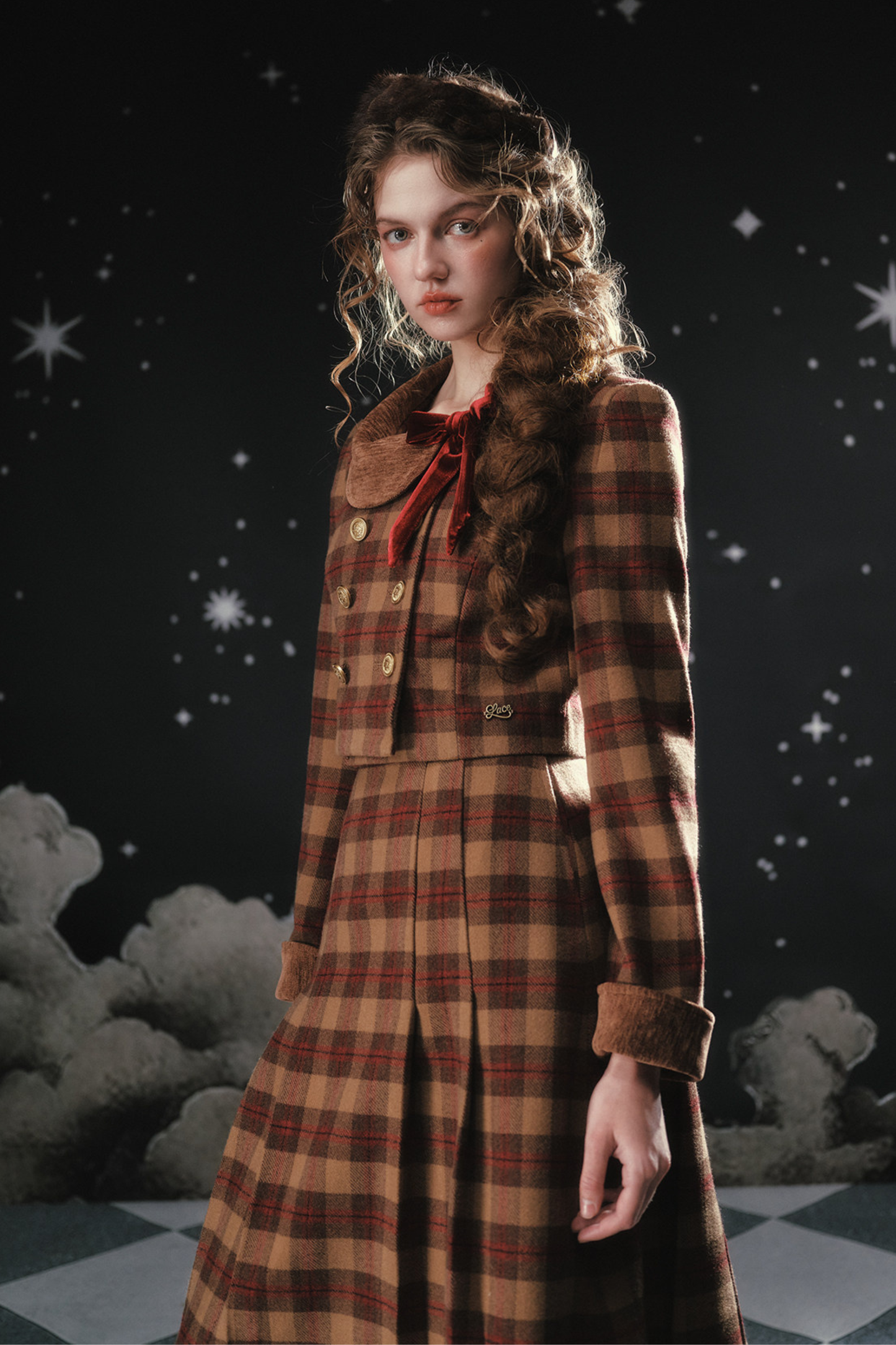 French British College Maillard Check Jacket + Skirt