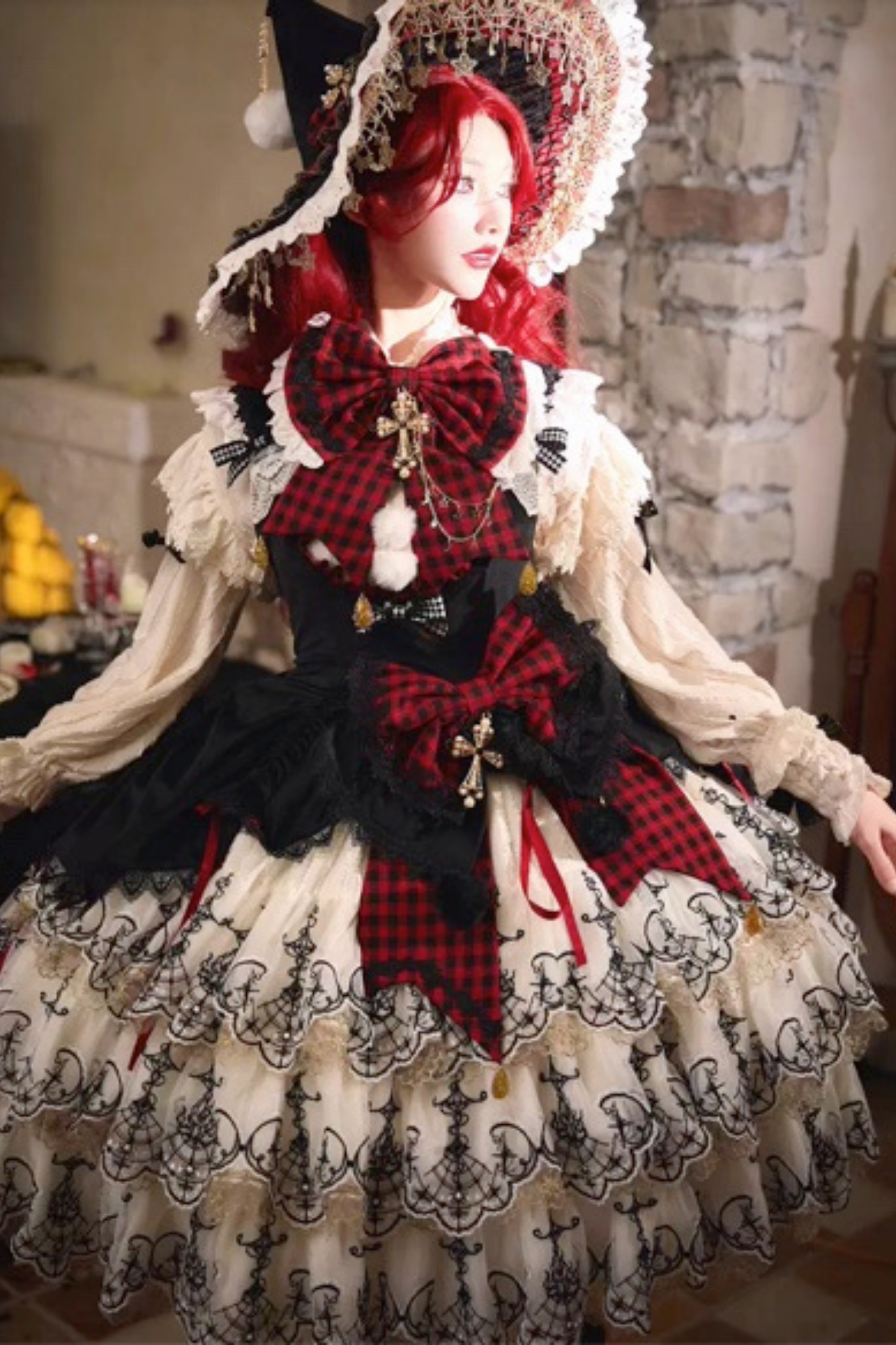 [Pre-order] Element Lolita Jumper Skirt + Inner Top + Cape + Big Ribbon + Hat