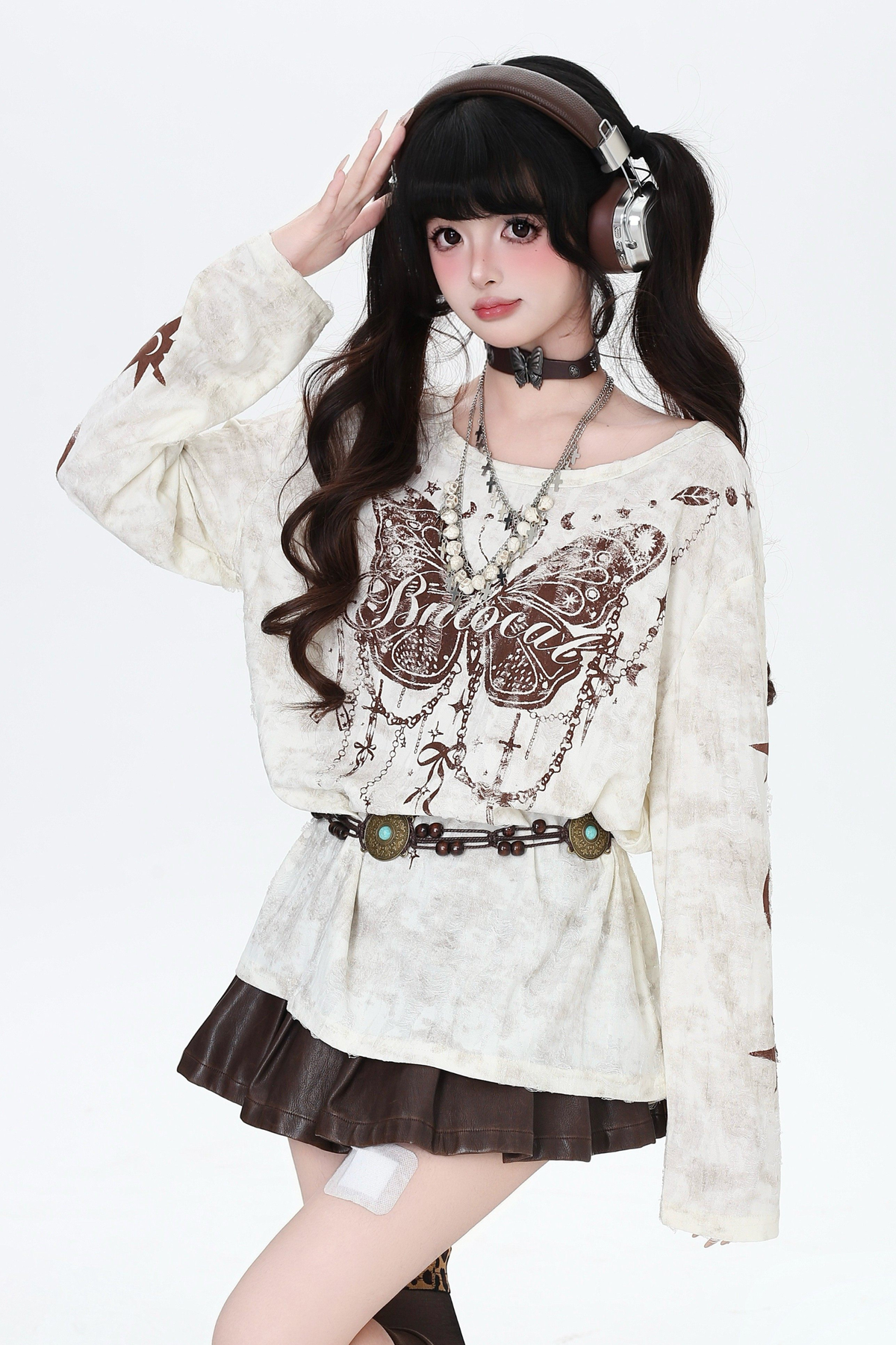 Butterfly Print Ripped Cover-Up Top
