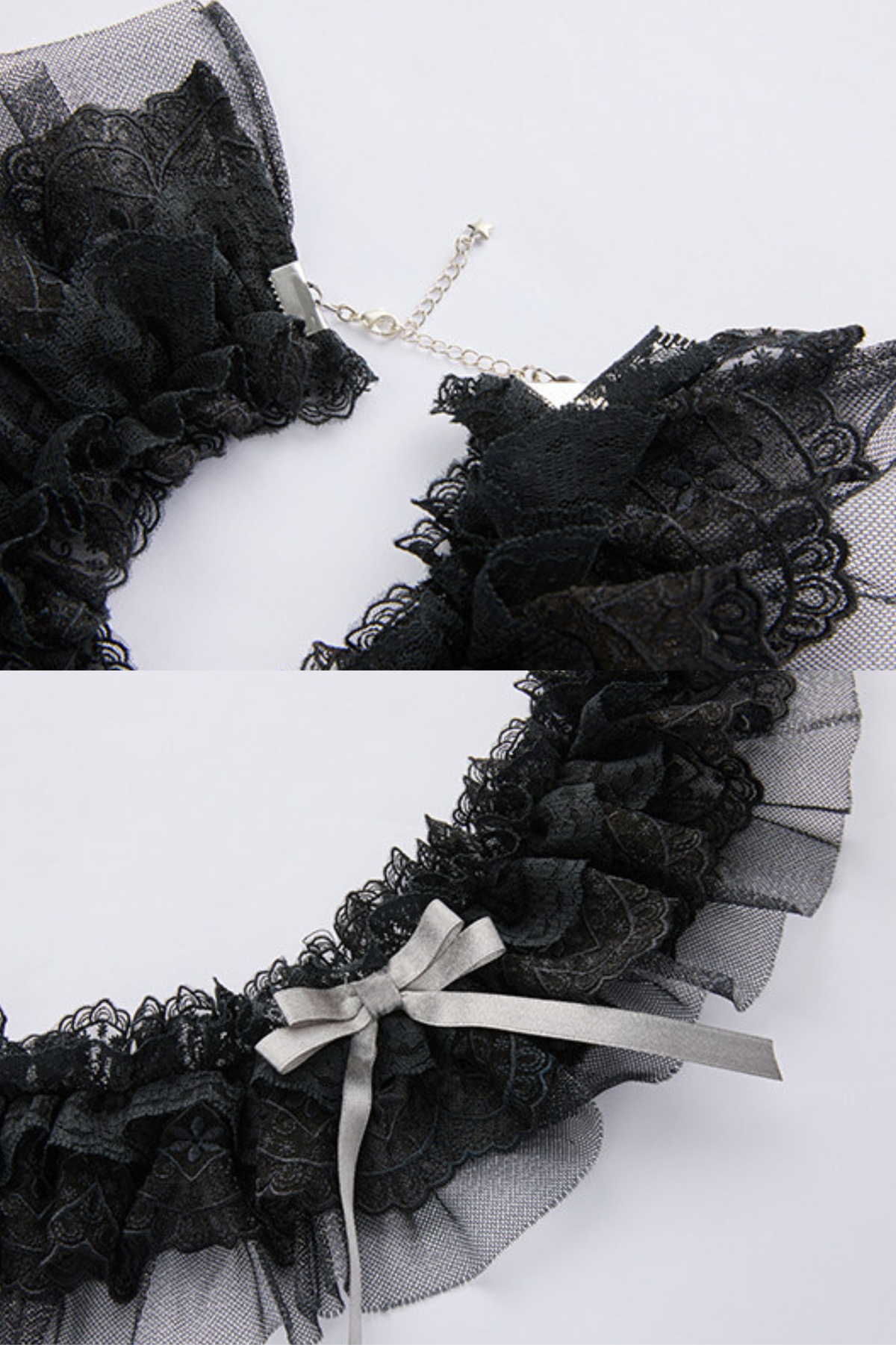 【Reservation Deadline February 28】Dark Silver Lace Lolita Dress + BNT + Neck Accessories