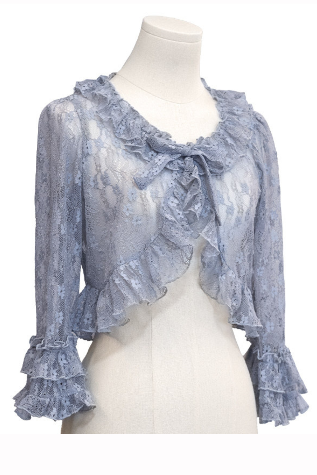 Eternal Sheer Lace Cardigan Gray Blue