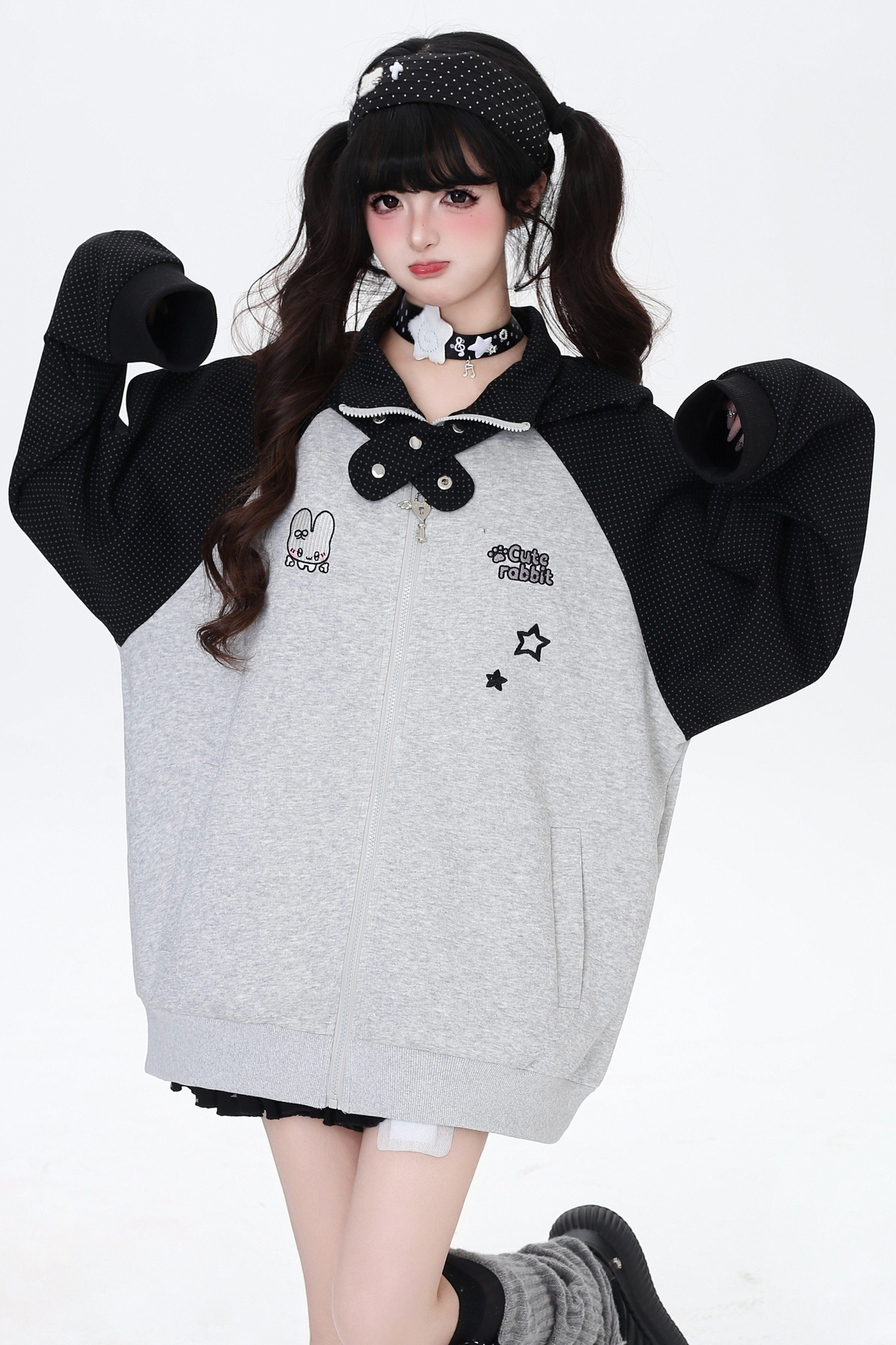 Dark Rabbit Ear Hooded Jacket