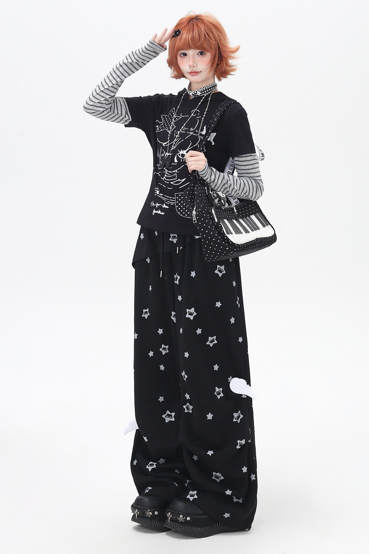Star Print House Loose Casual Straight Sweatpants