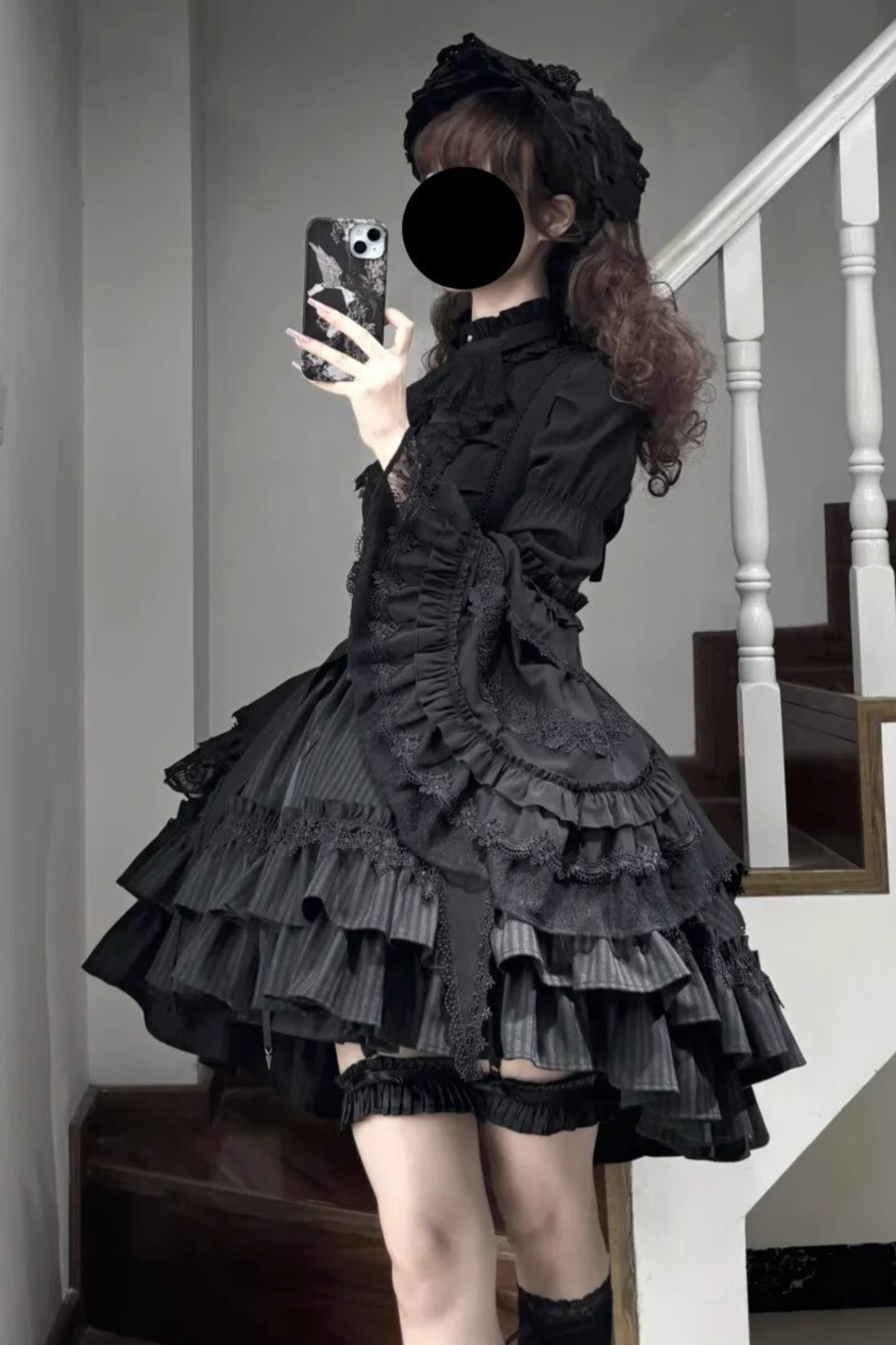 Gothic Lace Trumpet Sleeve Blouse